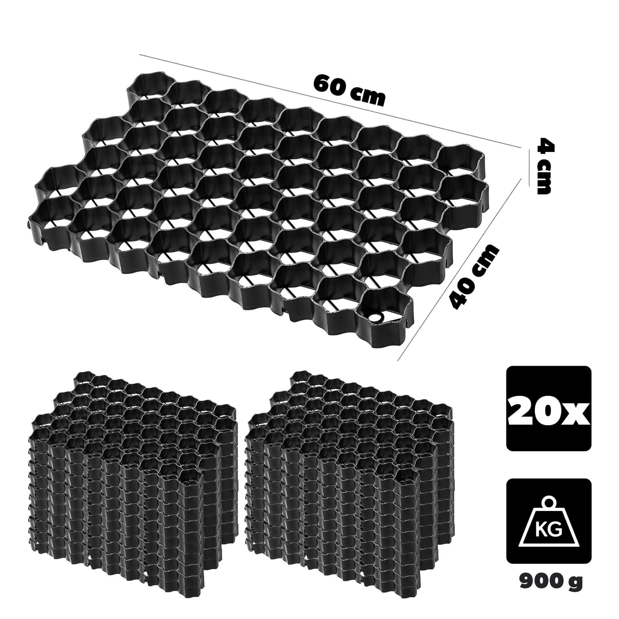 Kratka ogrodowa Lund 60 x 40 cm 20 szt., czarna