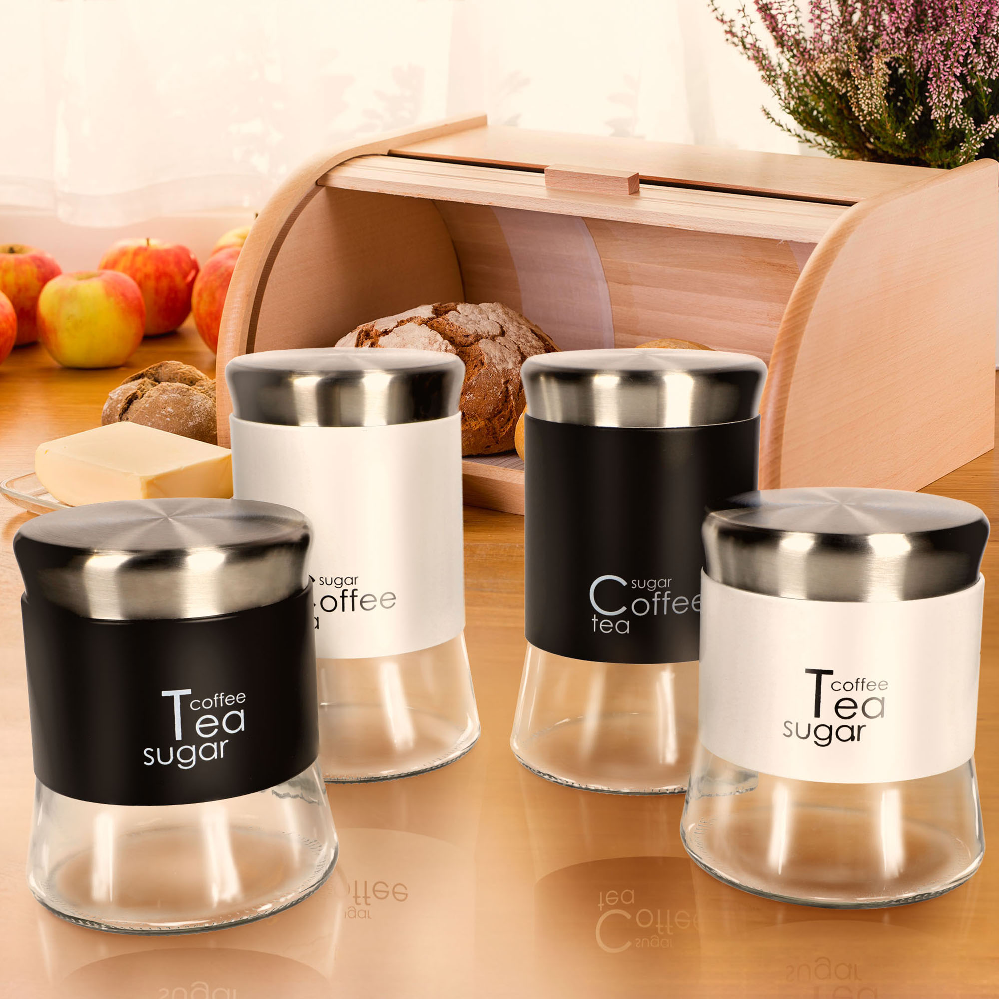 Zestaw pojemników kuchennych 1100 ml + 800 ml, czarne