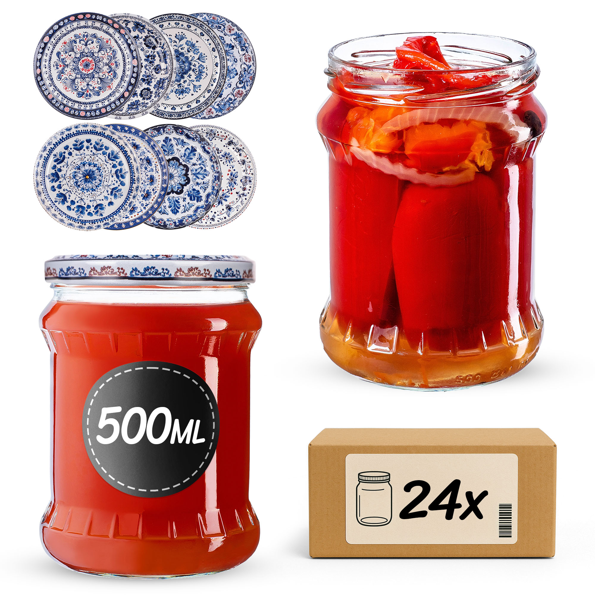 Słoiki na przetwory Kisko 500ml fi82mm 24szt + wieczko Bolesławiec