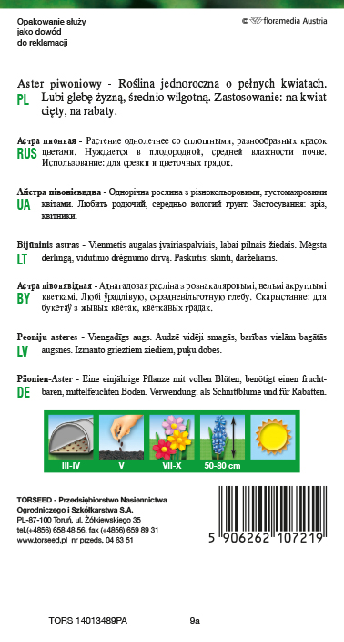 Aster wysoki piwoniowy - Callistephus chiń. fl.pl mieszanka 1g