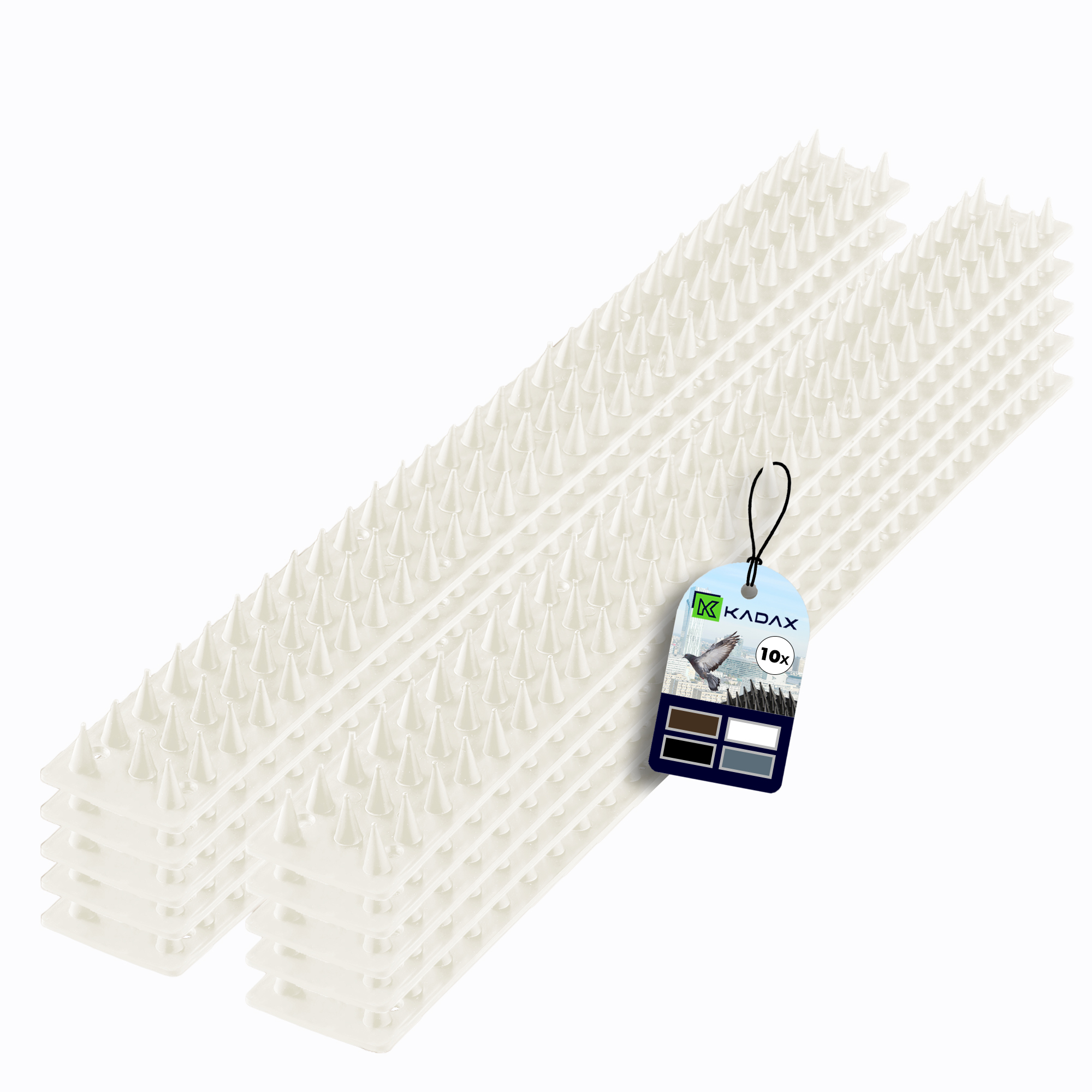 Plastikowe kolce Tosta przeciw ptakom 4,5 x 50 cm białe 30 szt.