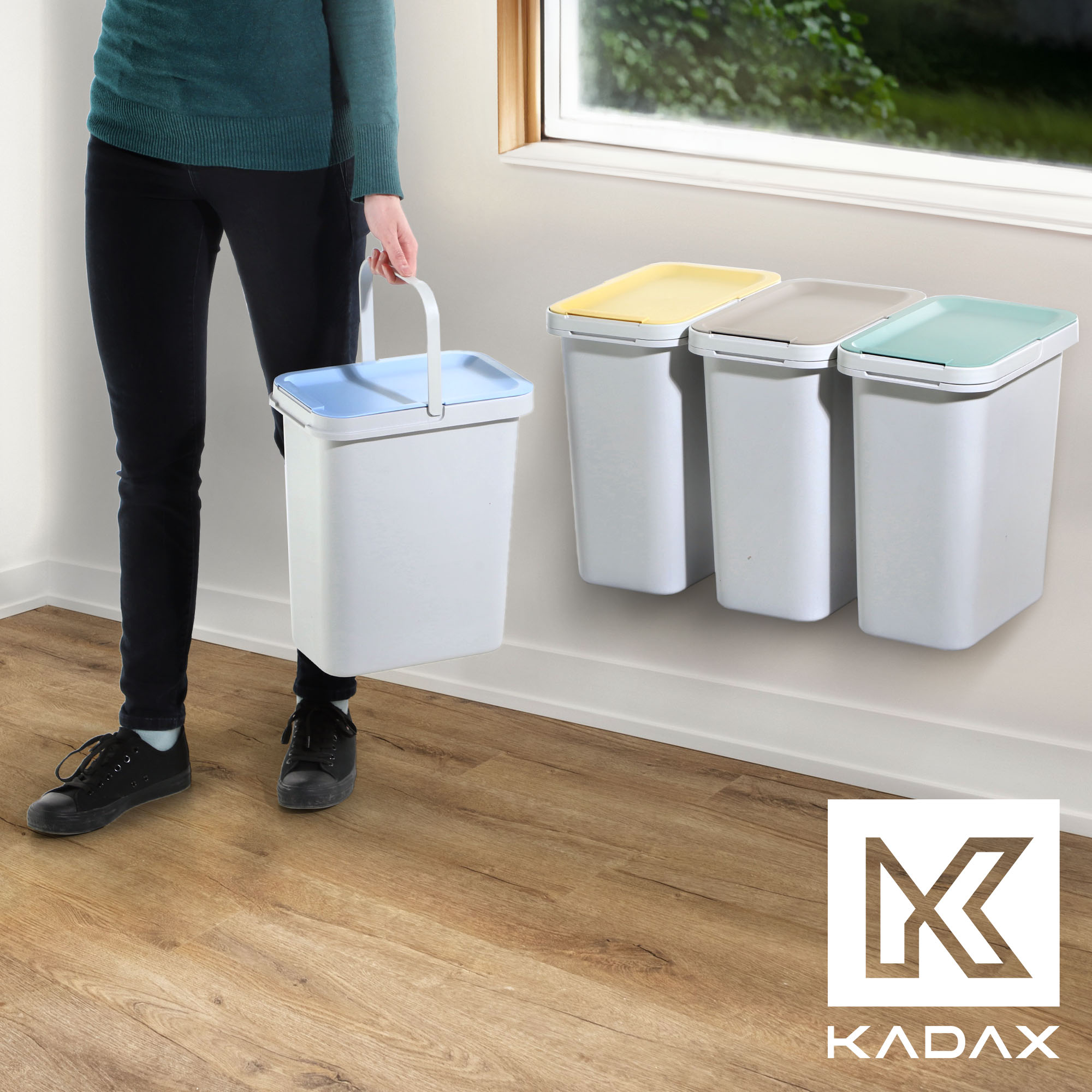 Kosz na śmieci Rully 4 x 12 L z uchwytami mocującymi