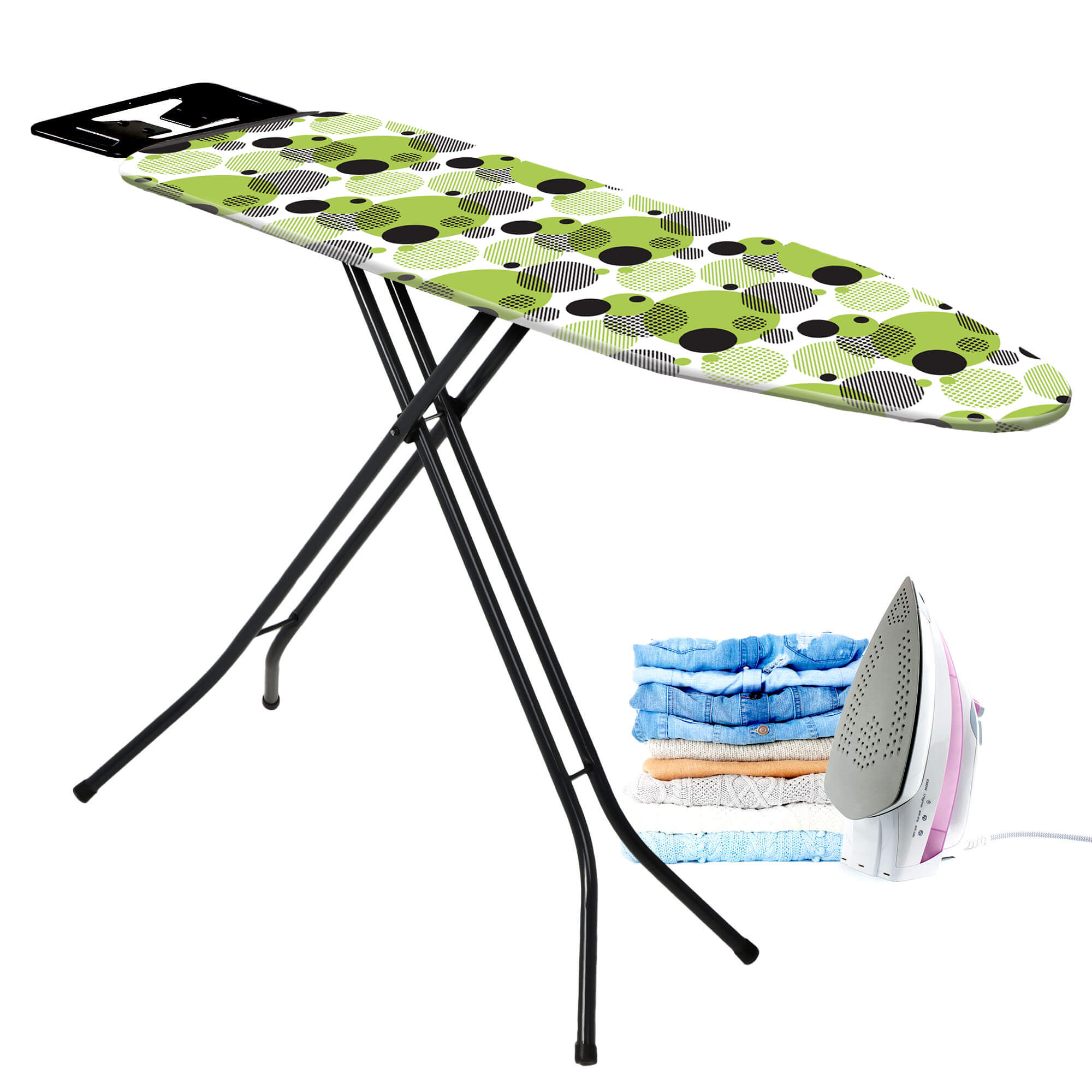 Deska do prasowania Rianico 130 x 34 cm, zielono-czarne koła