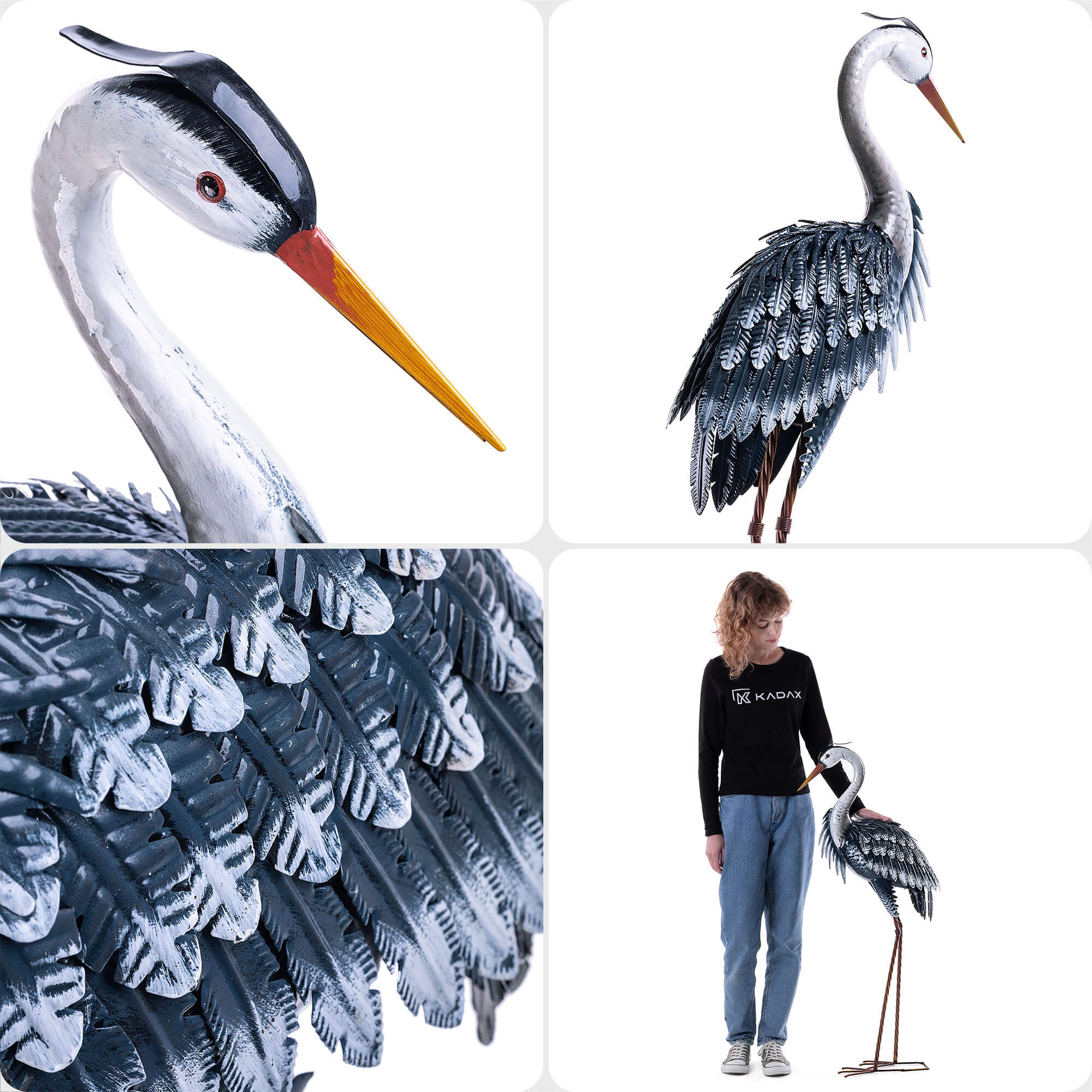 Figura ogrodowa Esson żuraw stalowa 110 cm