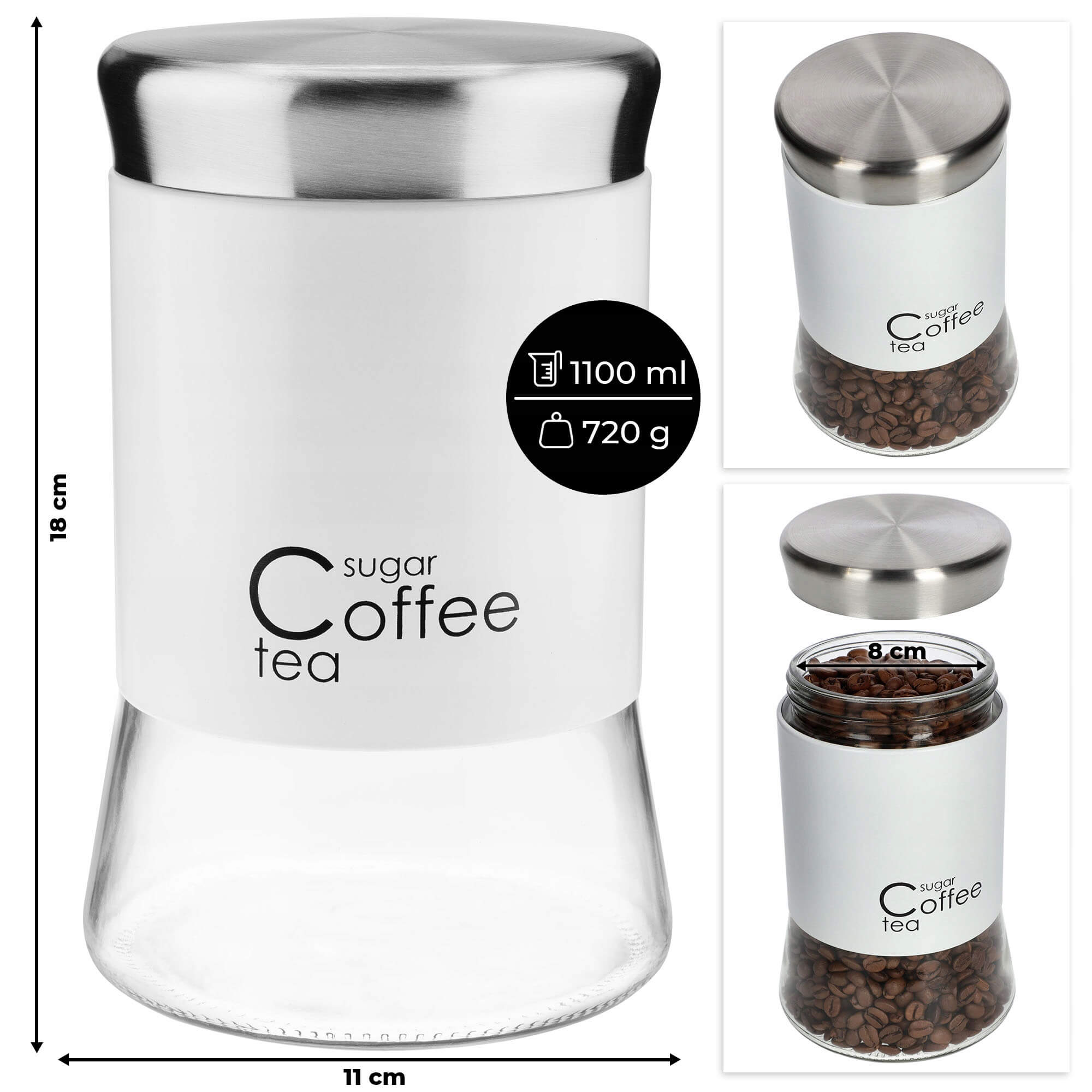 Pojemniki kuchenne na kawę i herbatę 5 szt.