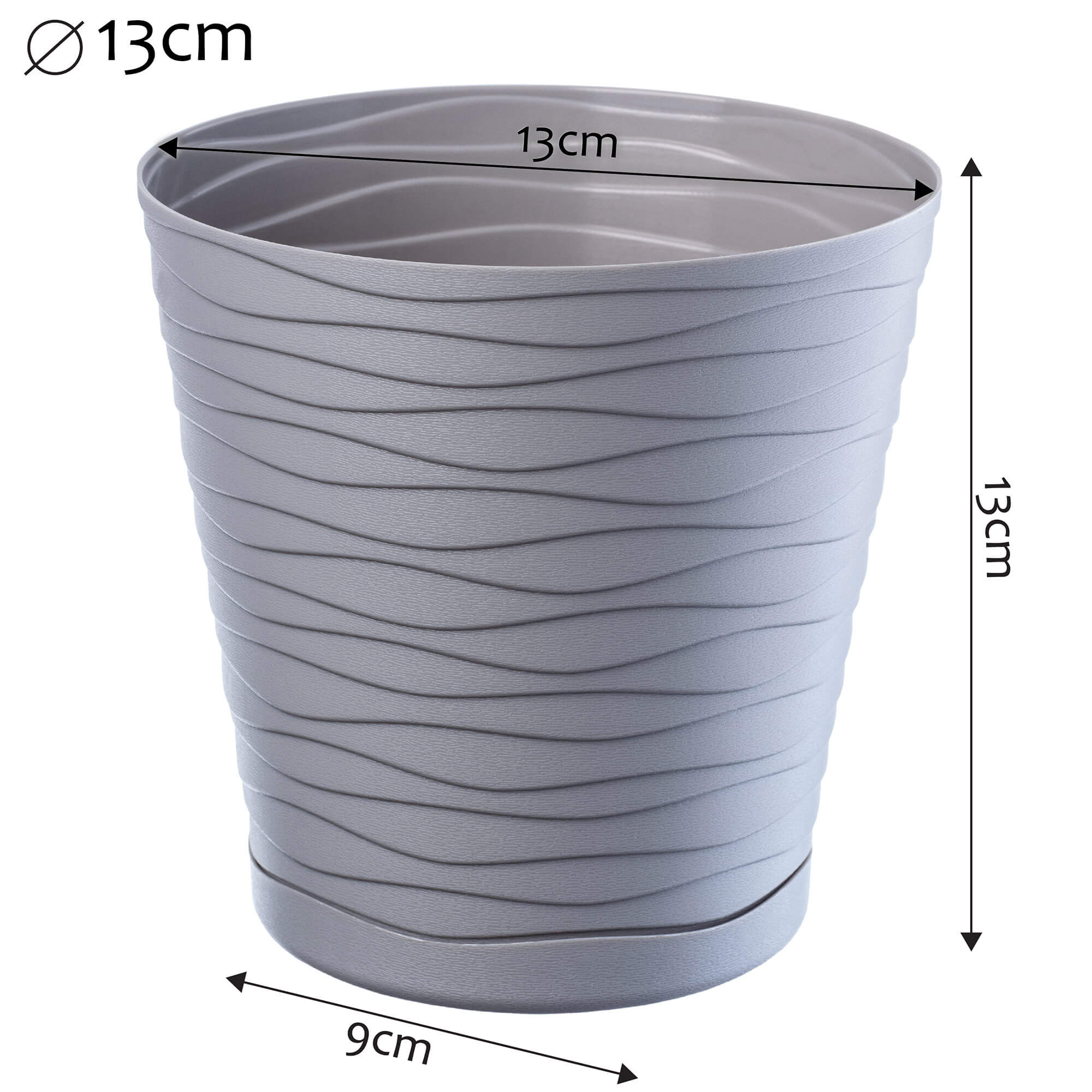 Doniczka z podstawką Greve 13 cm, szara