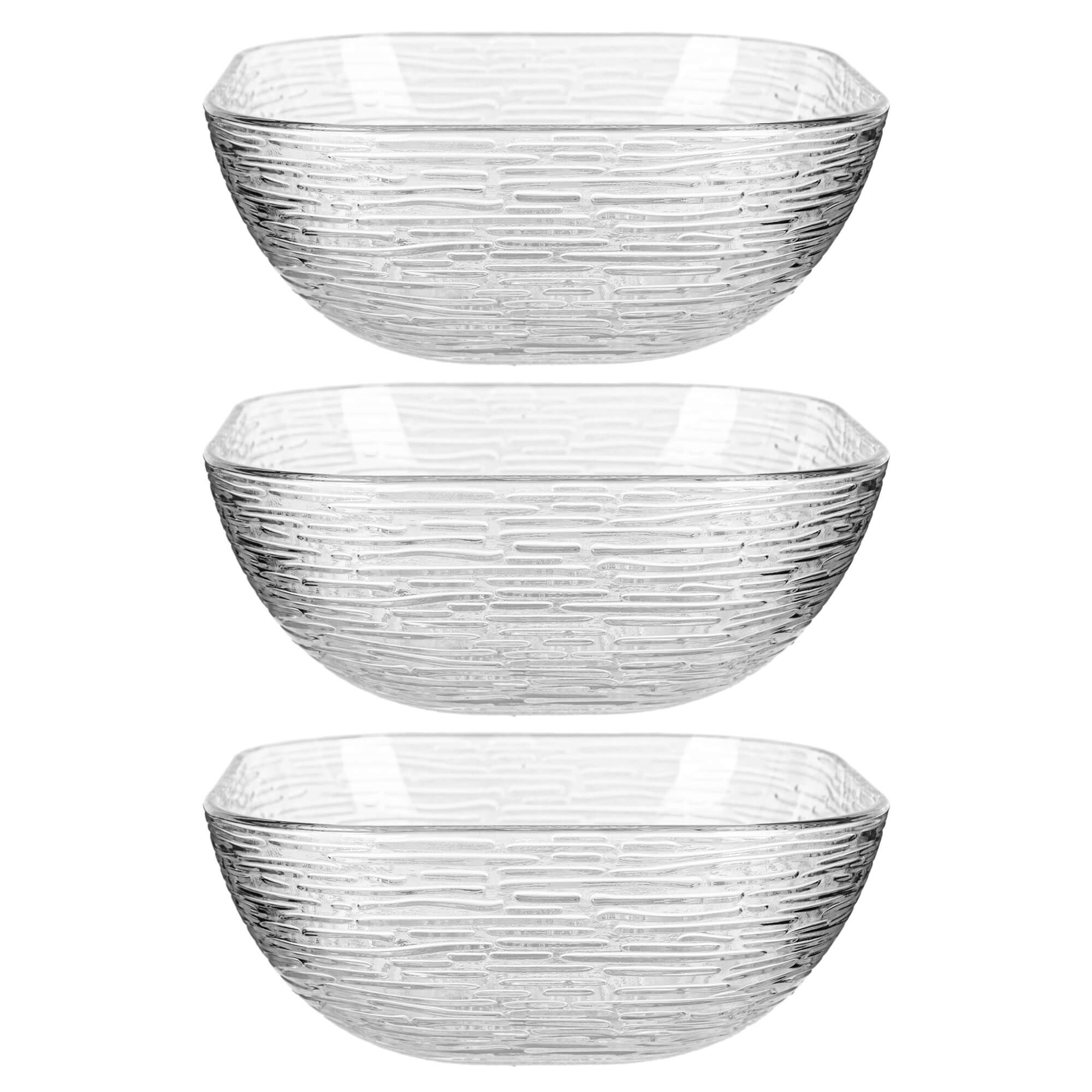 Salaterka szklana Venosa 20 cm wzór kora 3 szt.