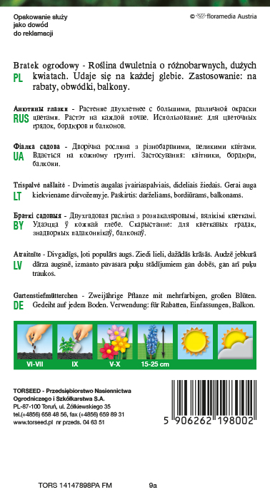 Bratek wielkokwiatowy - Viola wittrockiana mieszanka 0,5g