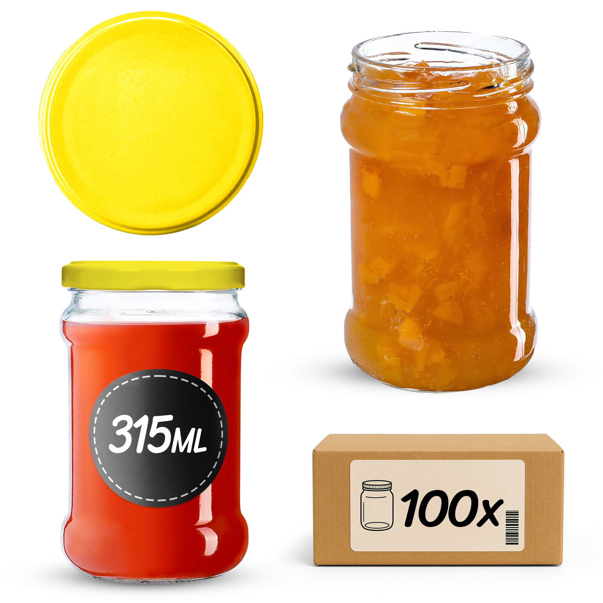 Słoiki na przetwory Seno 315ml fi66mm 100szt + wieczko Żółty