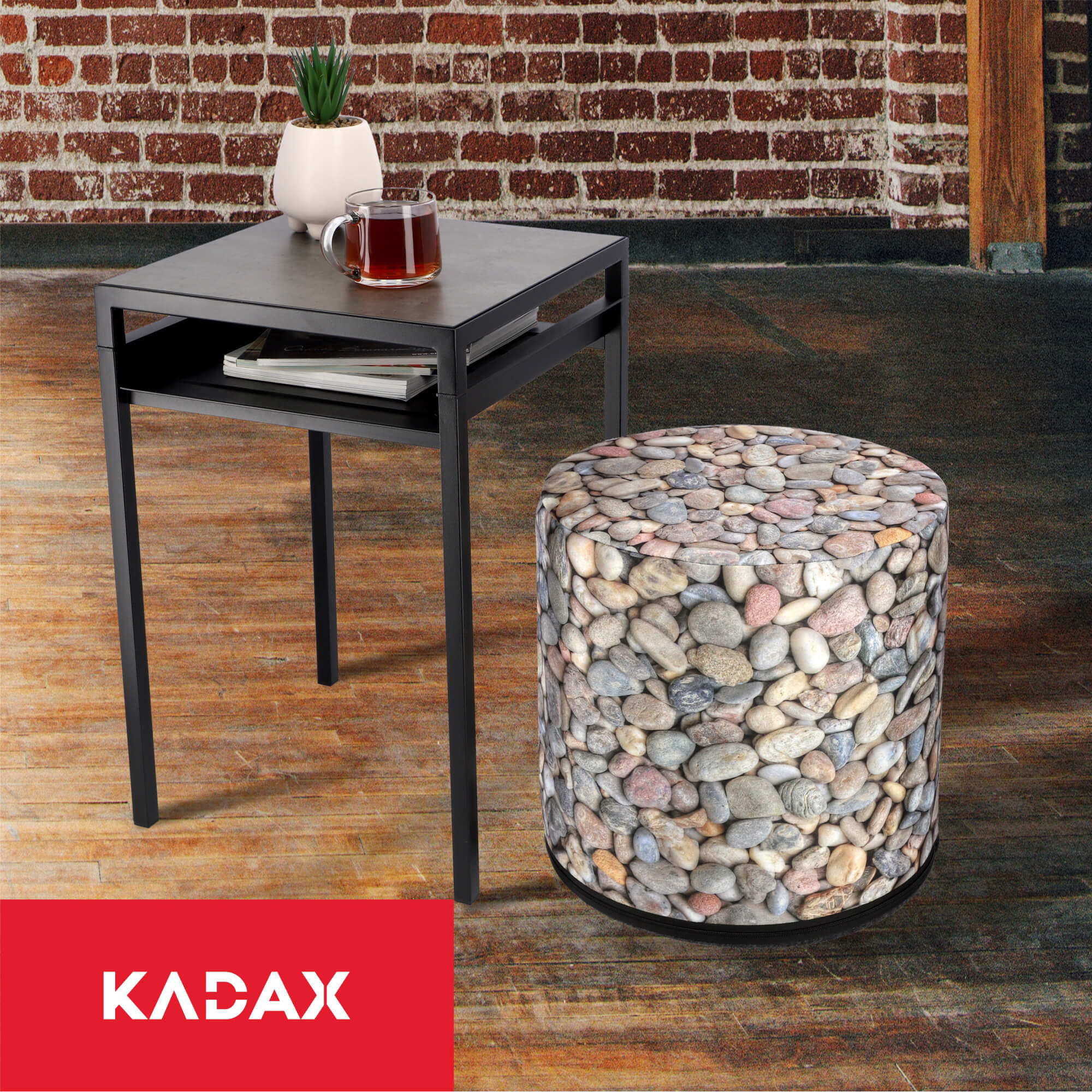 Pufa dekoracyjna Fasano 40 x 41 cm, kamyki