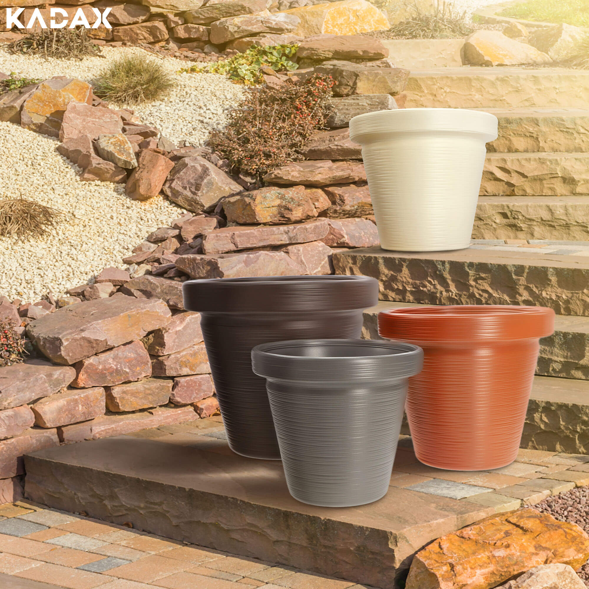 Donica z podstawką Cieza 55 cm, kremowa