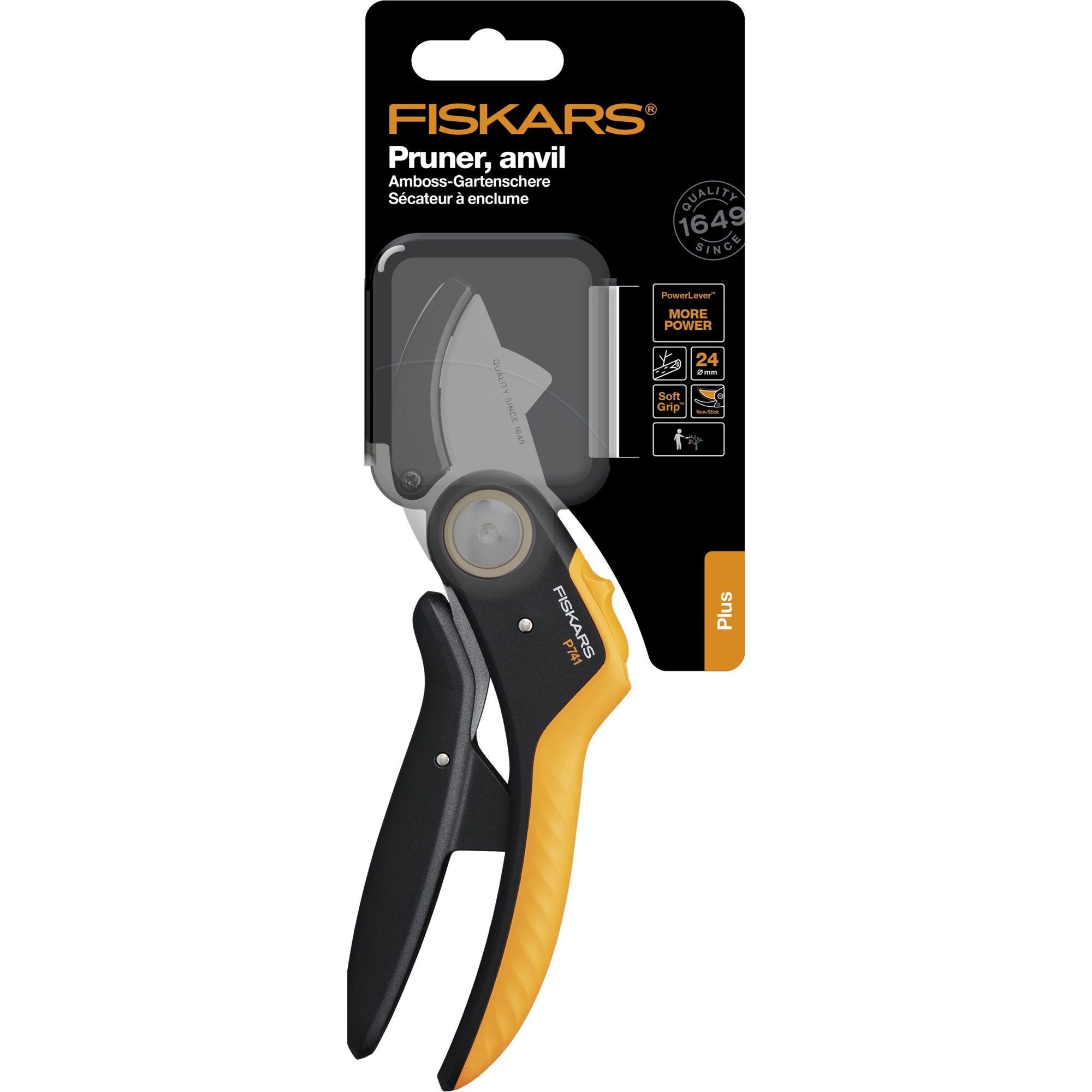 Fiskars 1057171 Plus Sekator kowadełkowy (P741) 