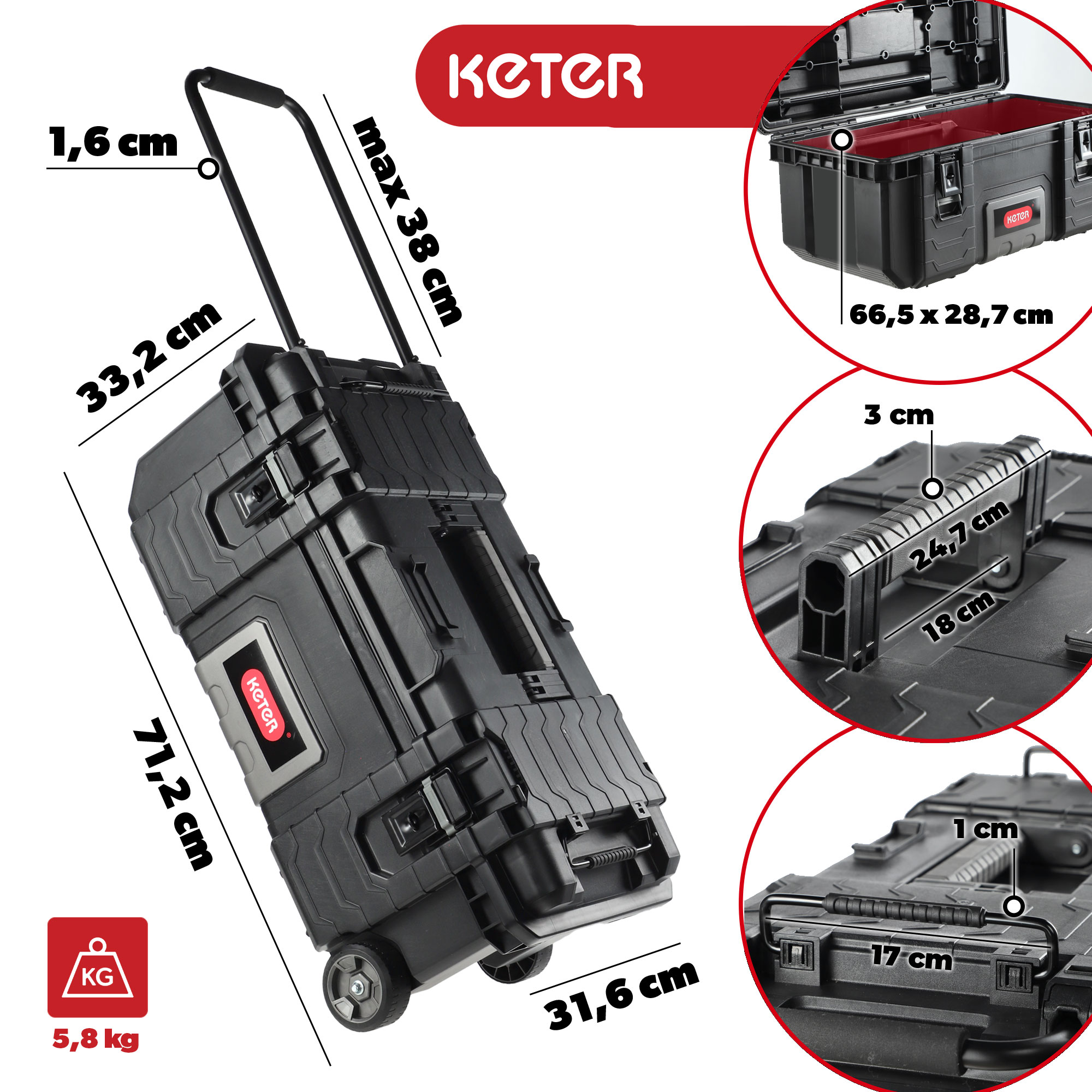 Skrzynka narzędziowa na kółkach Keter Gear czarna