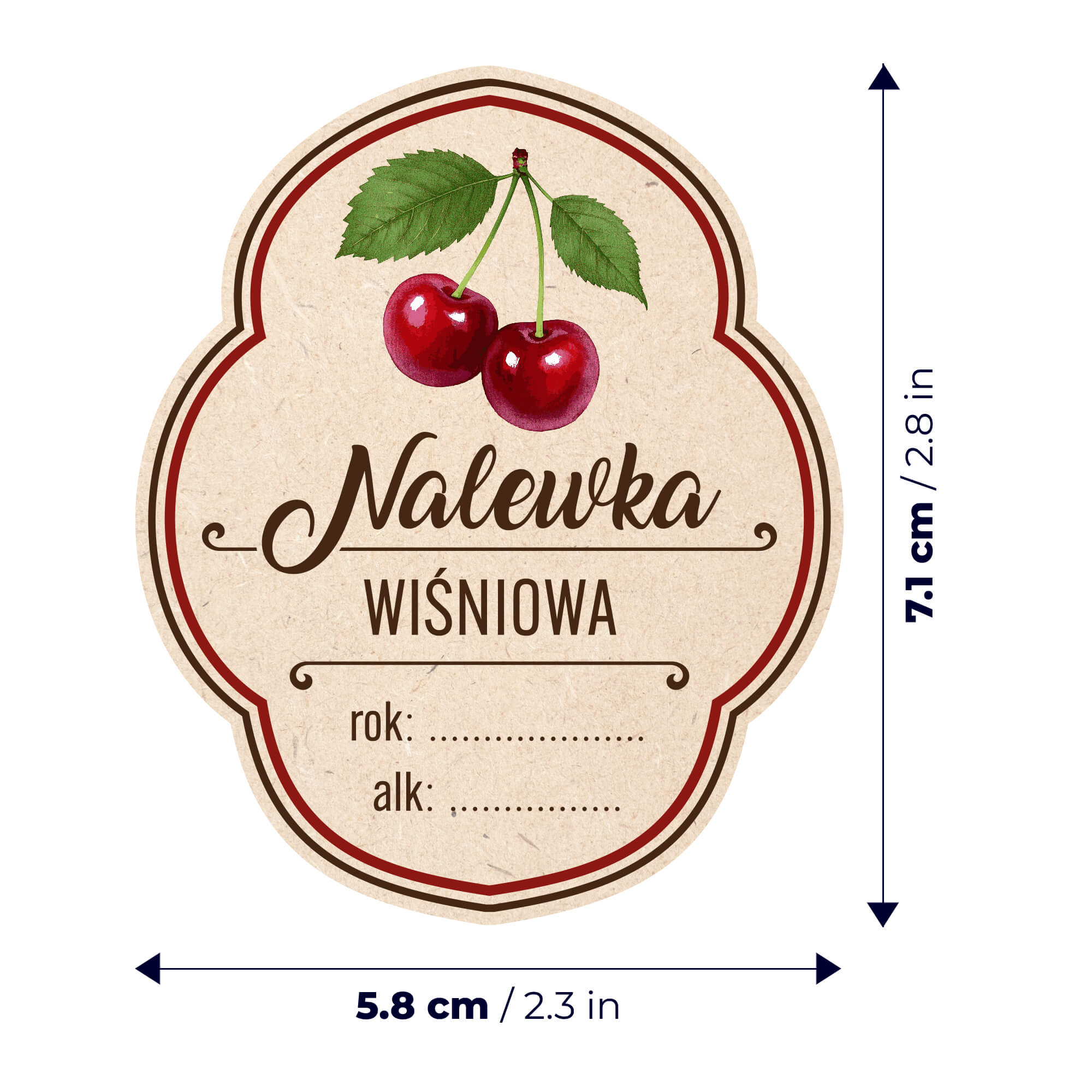 Etykiety na butelki Serre "Nalewka wiśniowa" 10 szt.