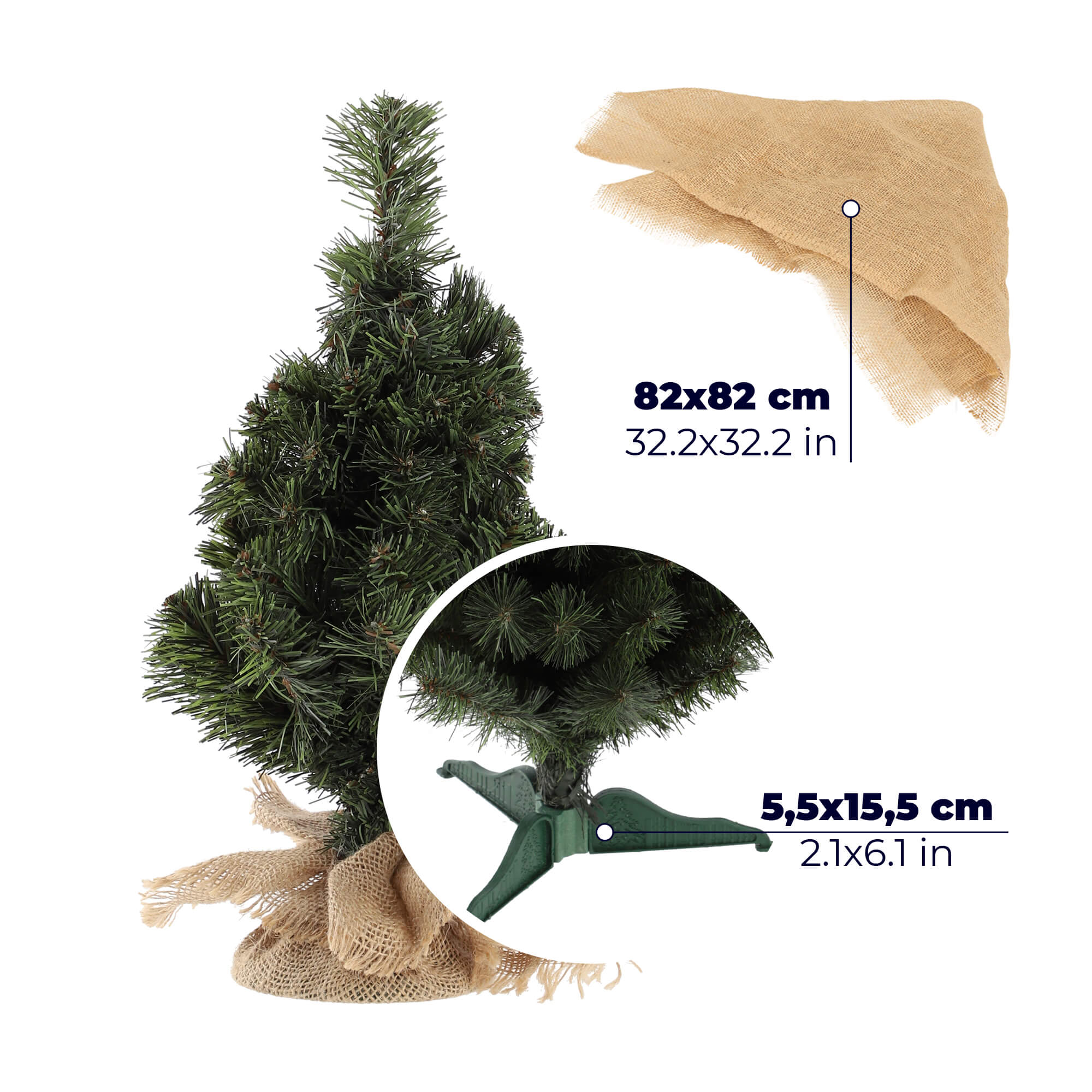 Choinka sztuczna ozdobna w jucie 80 cm