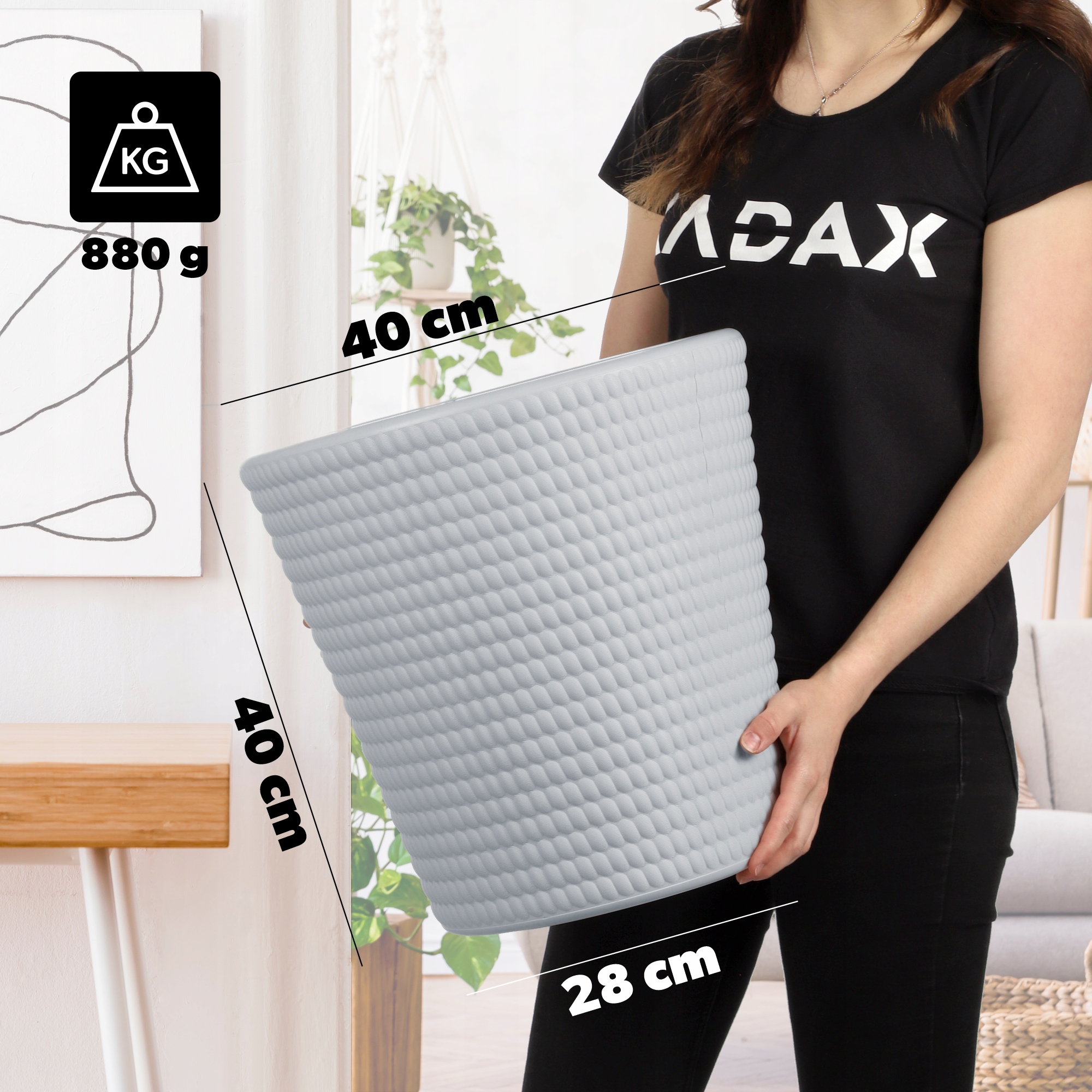 Doniczka na kwiaty Muro 40 cm, szara