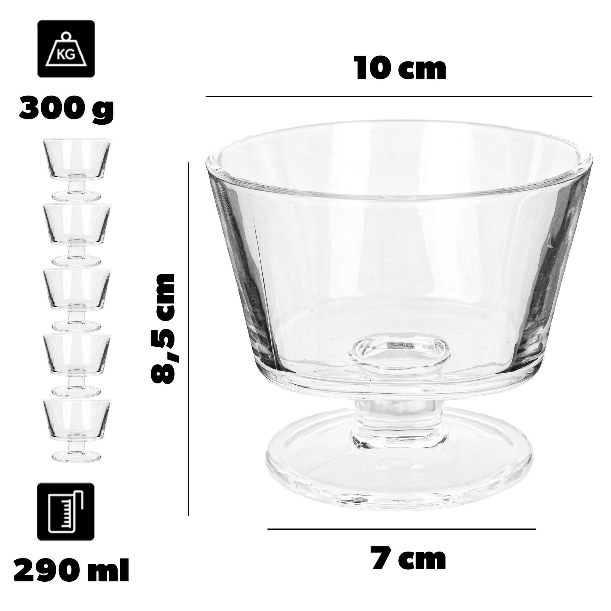 Pucharek do lodów Torza 290ml na nóżce wzór gładki 6 szt.