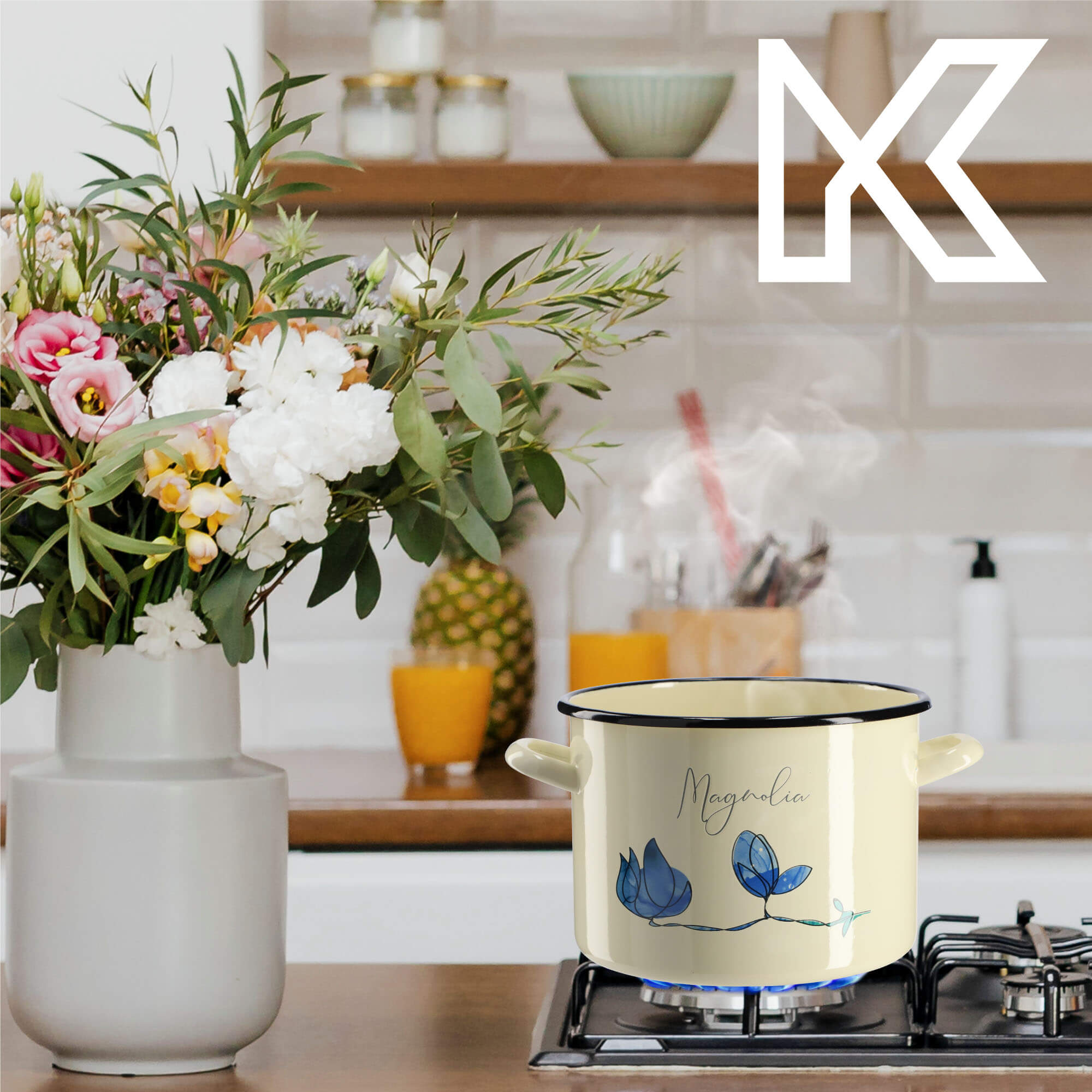 Garnek Emaliowany Luca 3.4L, magnolia