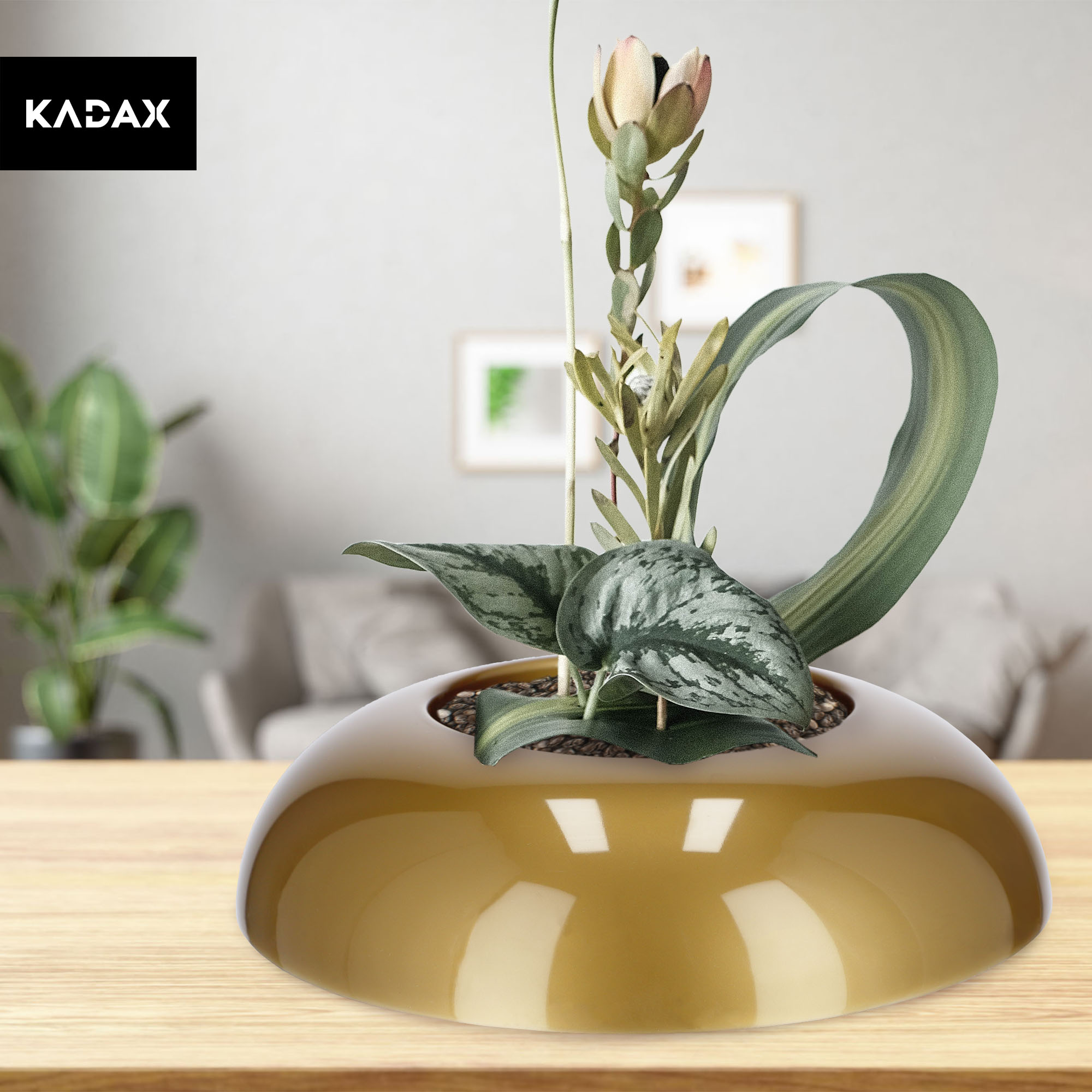 Ikebana na kwiaty okrągłą 5 x 18 cm, złota
