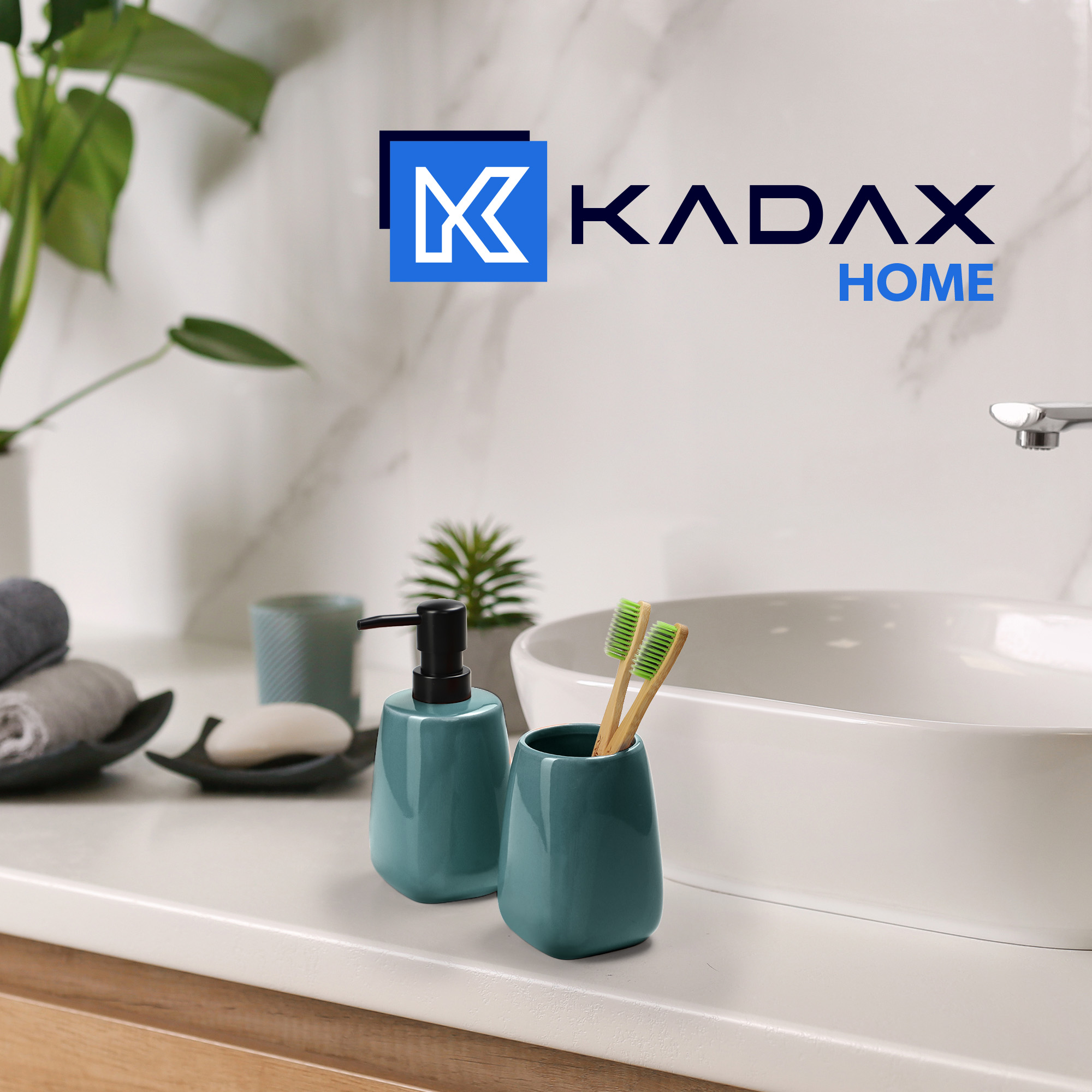 Zestaw łazienkowy Ivo dozownik + kubek + szczotka Wc, turkusowy