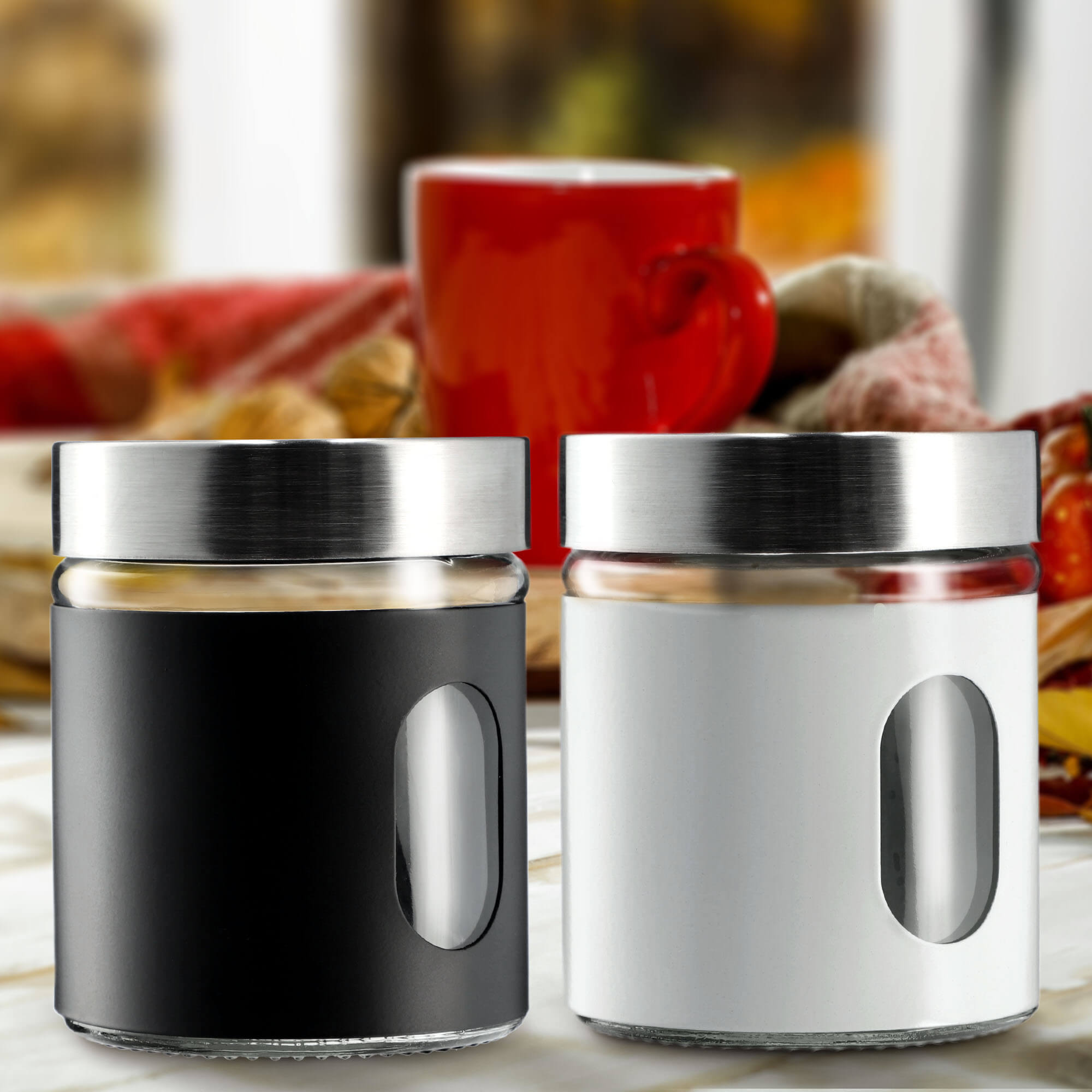 Pojemniki kuchenne Loano 320 ml, czarny + biały, 2 szt.