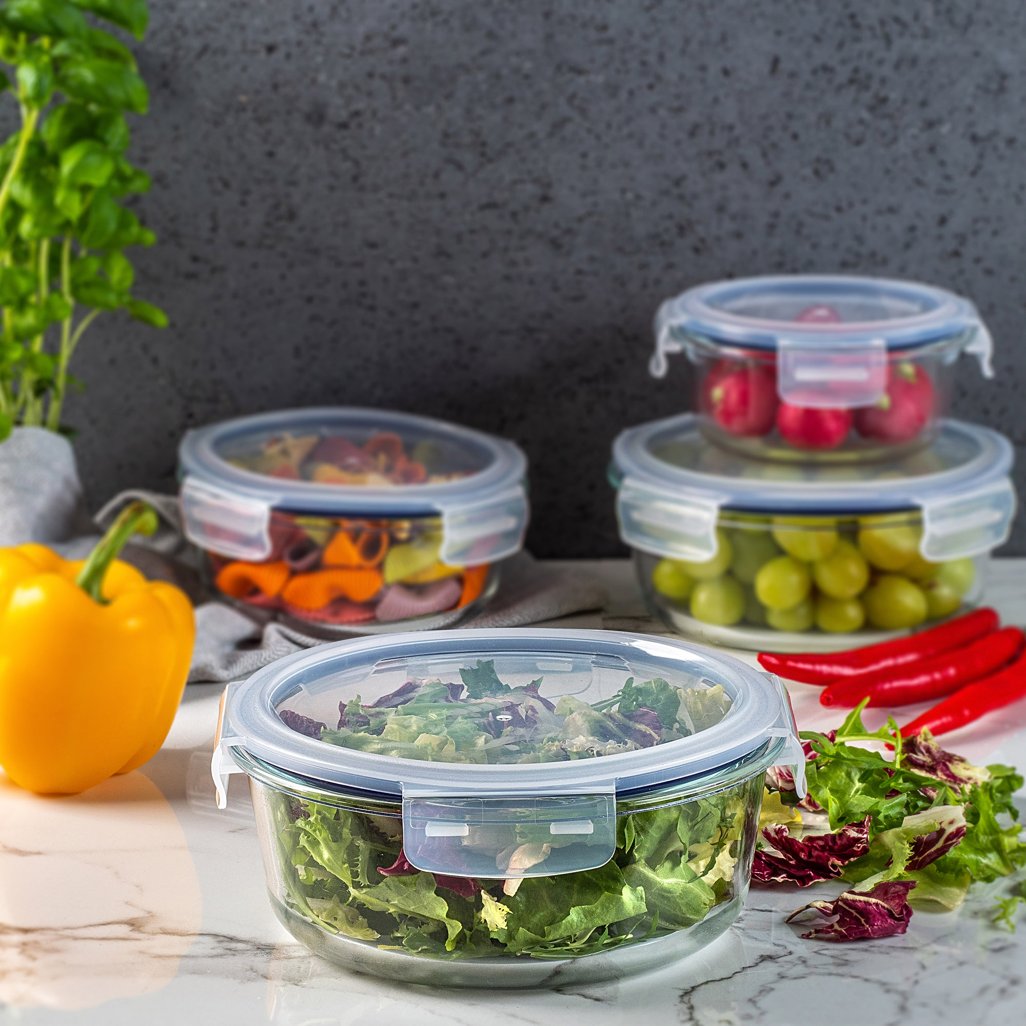 Szklany pojemnik na żywność Athie 1300ml okrągły