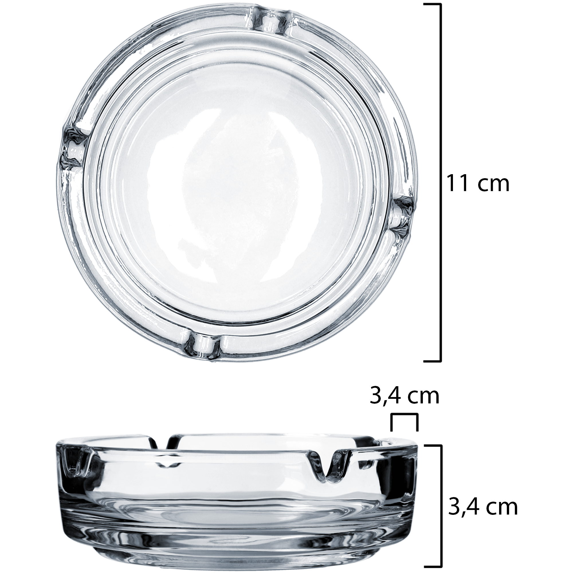 Popielniczka stołowa szklana 11 x 3 cm