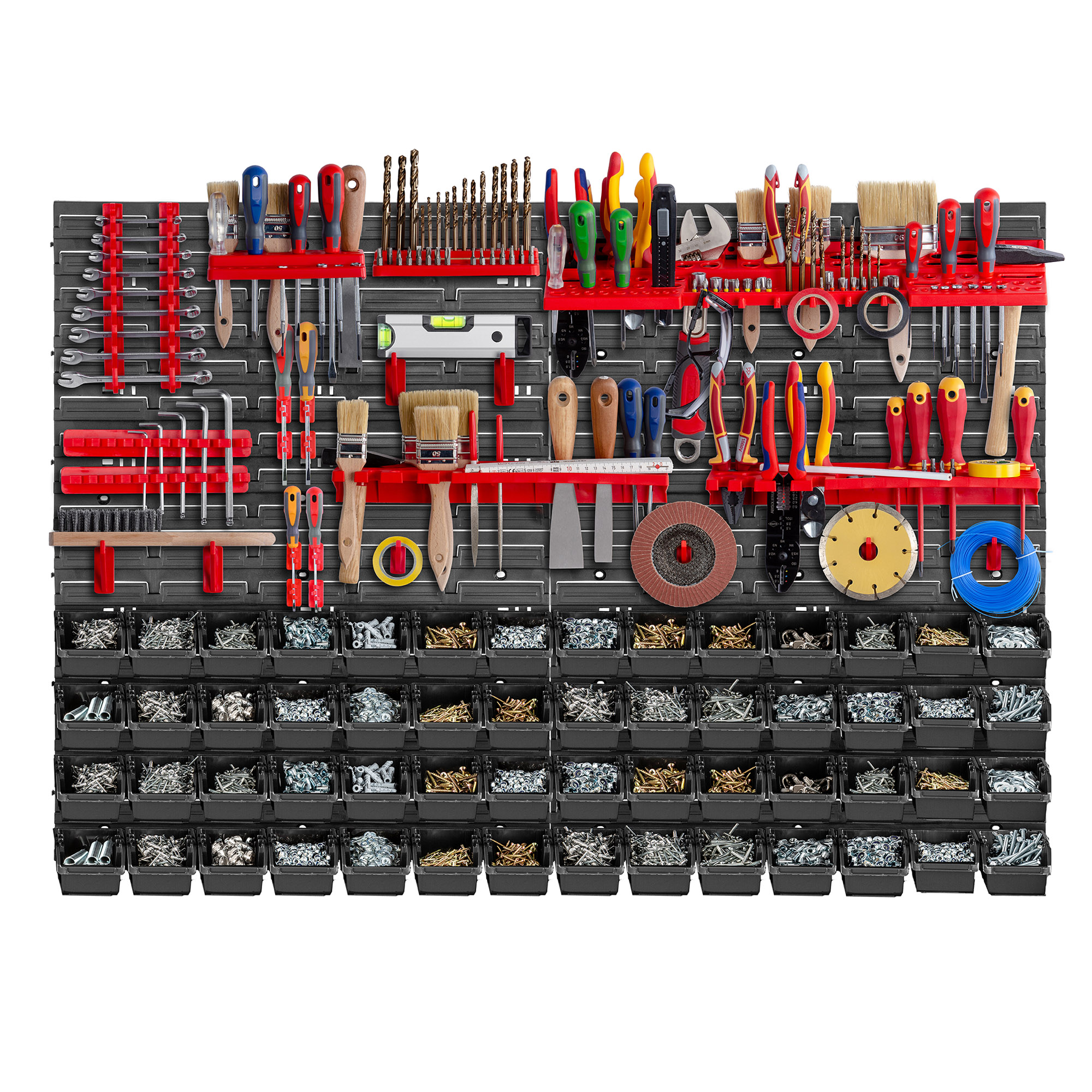 Tablica warsztatowa Lokke 81 elementów 116 x 78 cm, czarno-czerwona