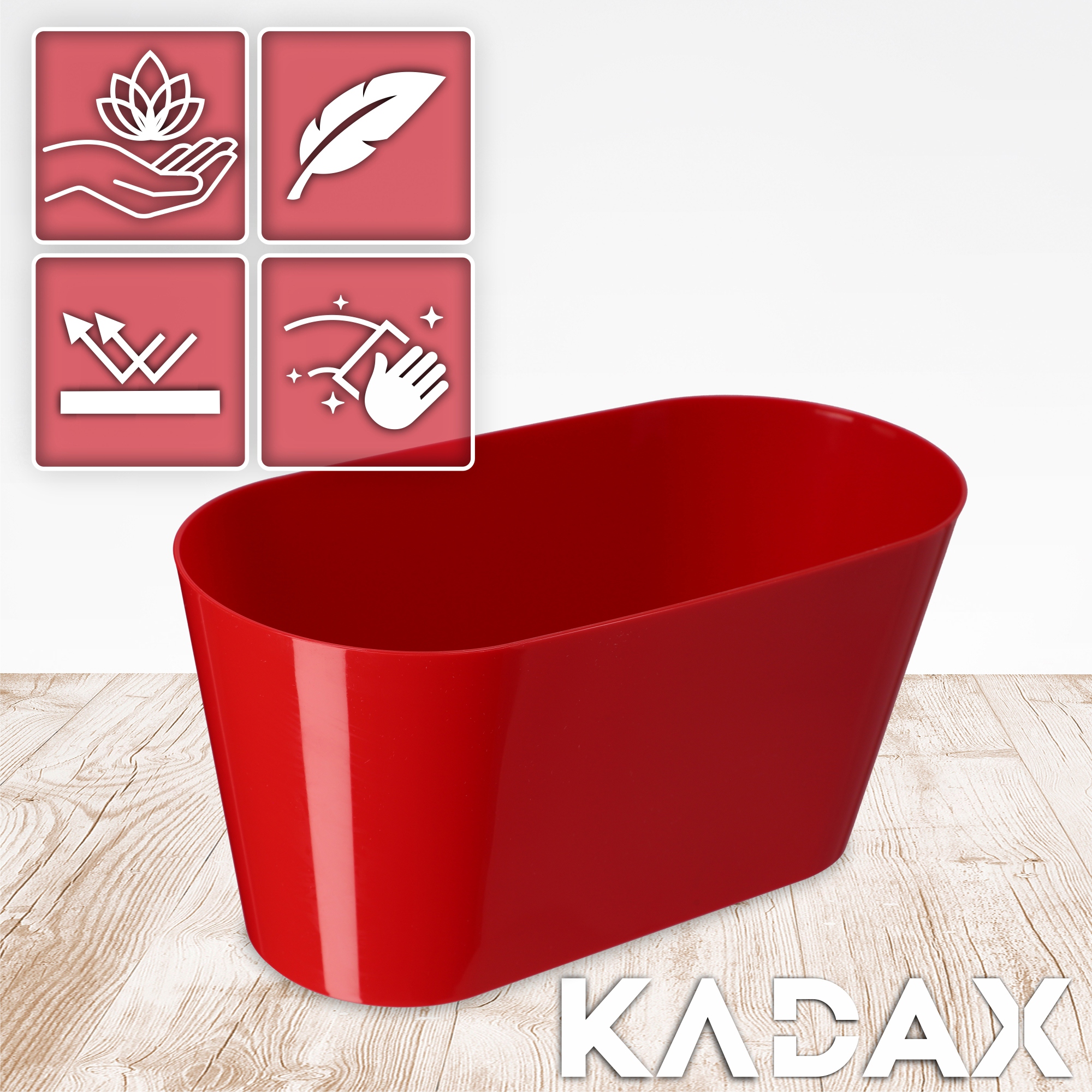 Doniczka na kwiaty owalna Pareti 27 cm, czerwona