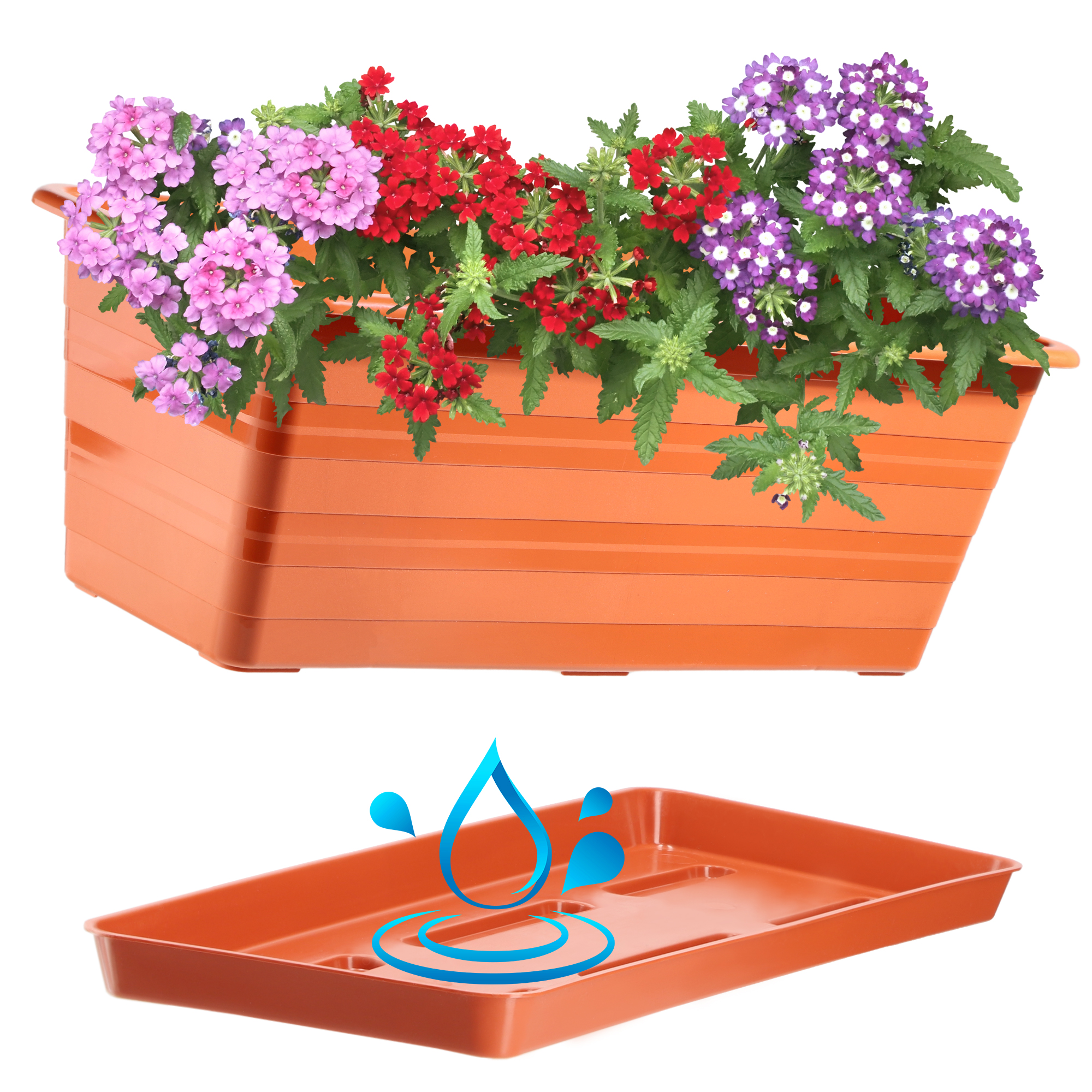 Doniczka balkonowa Cati 40 cm + podstawka 40 cm, terrakota