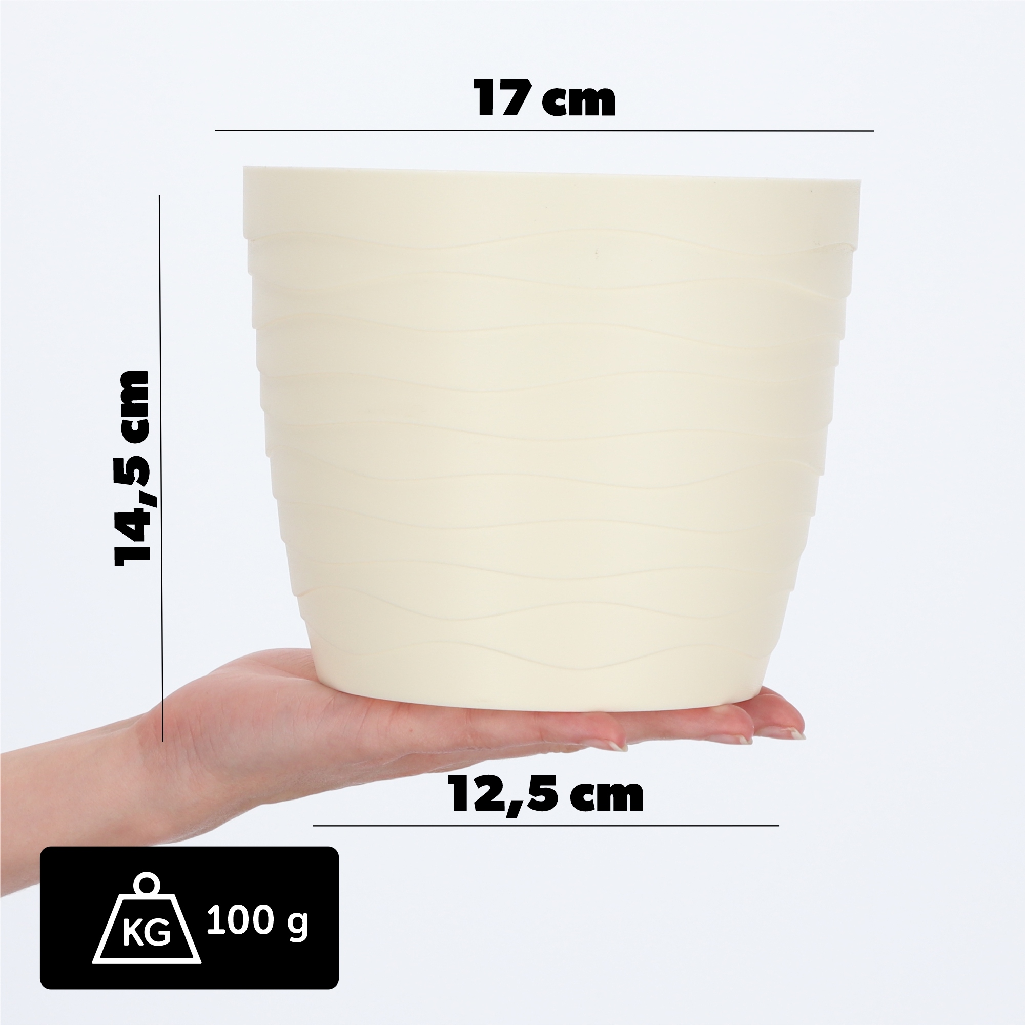 Doniczka okrągła Ufra 17 cm, ekri