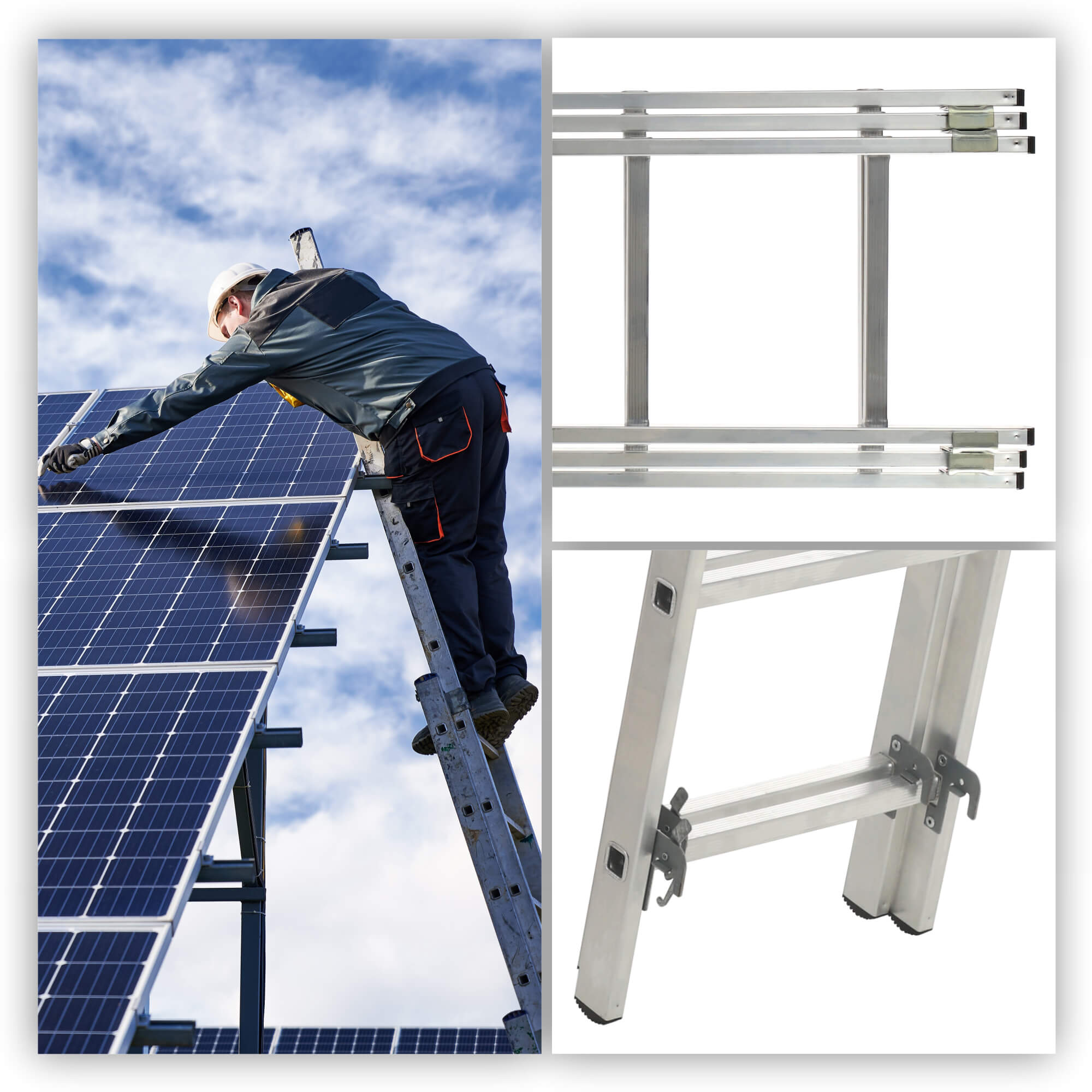 Drabina aluminiowa wielofunkcyjna Holem, 8 stopni, 150 kg