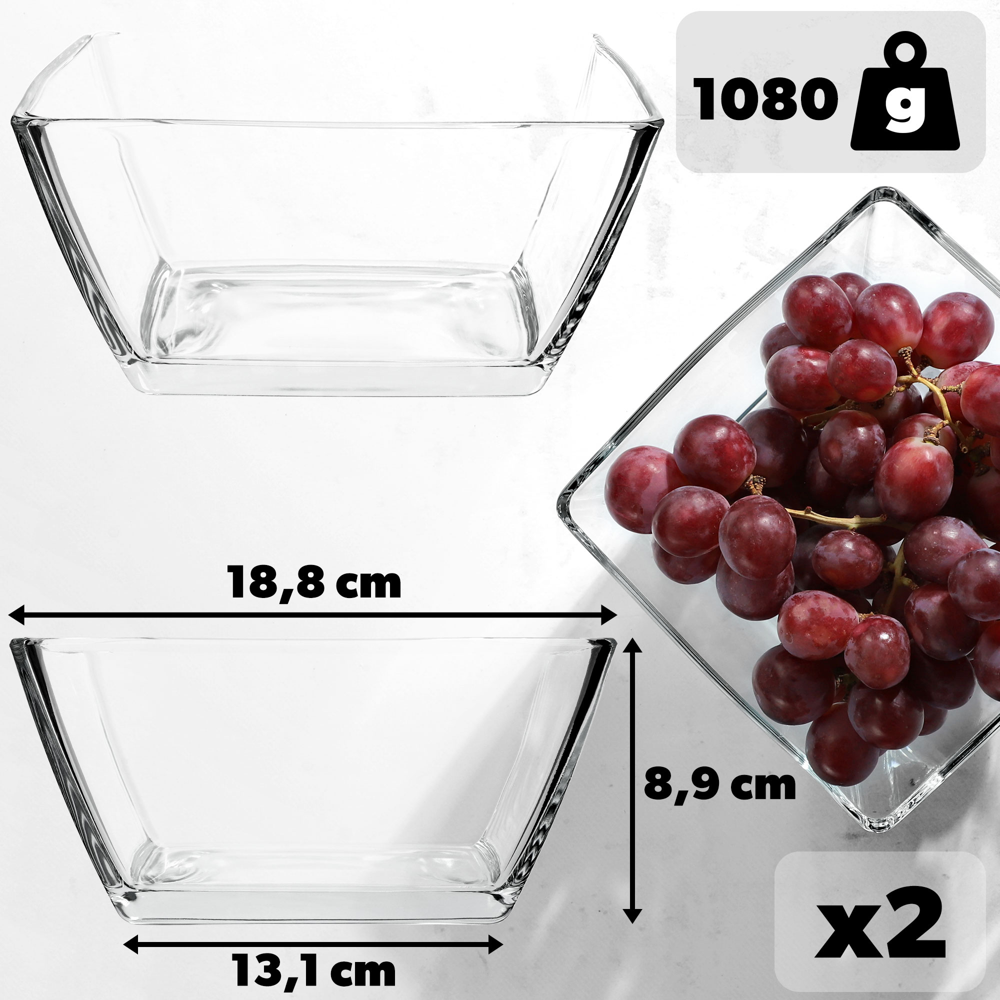 Salaterka kwadratowa Milo 18 cm, 2 szt.