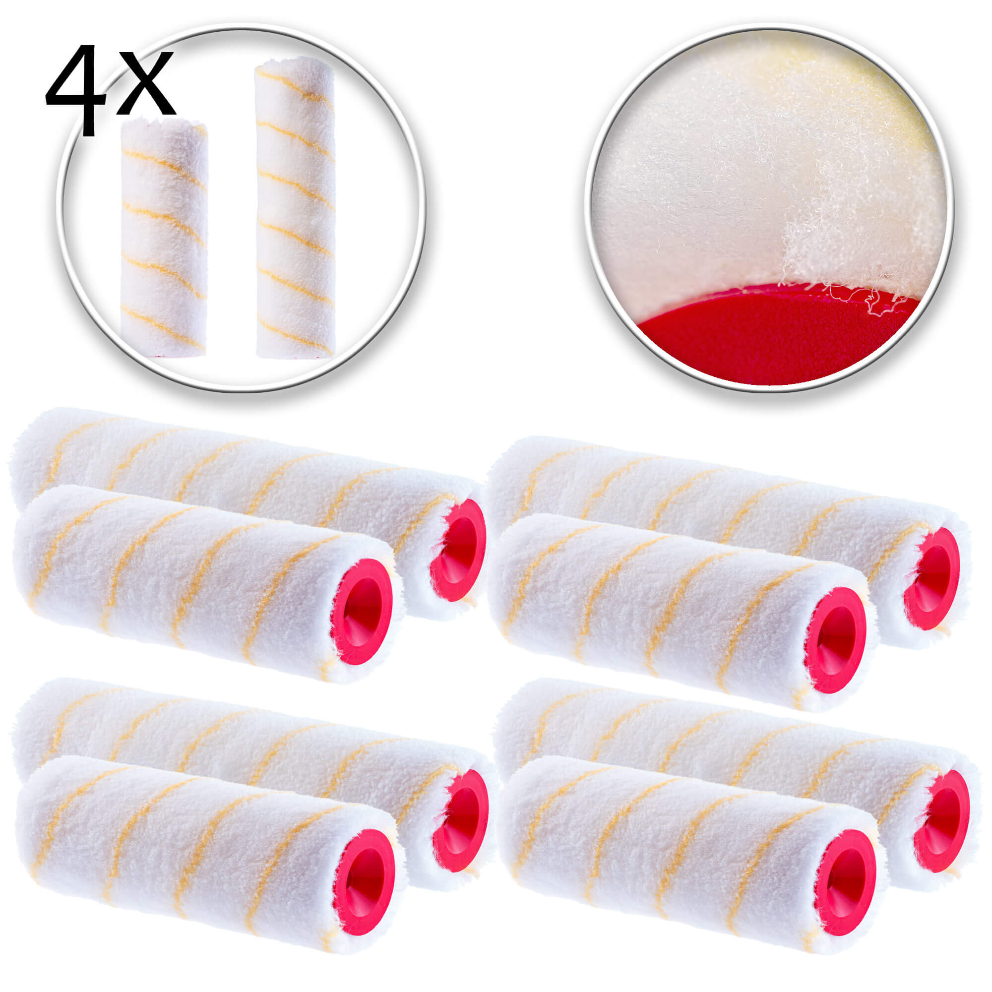 Wałki malarskie Paxson w żółte paski 20 + 25 cm x 4 szt.