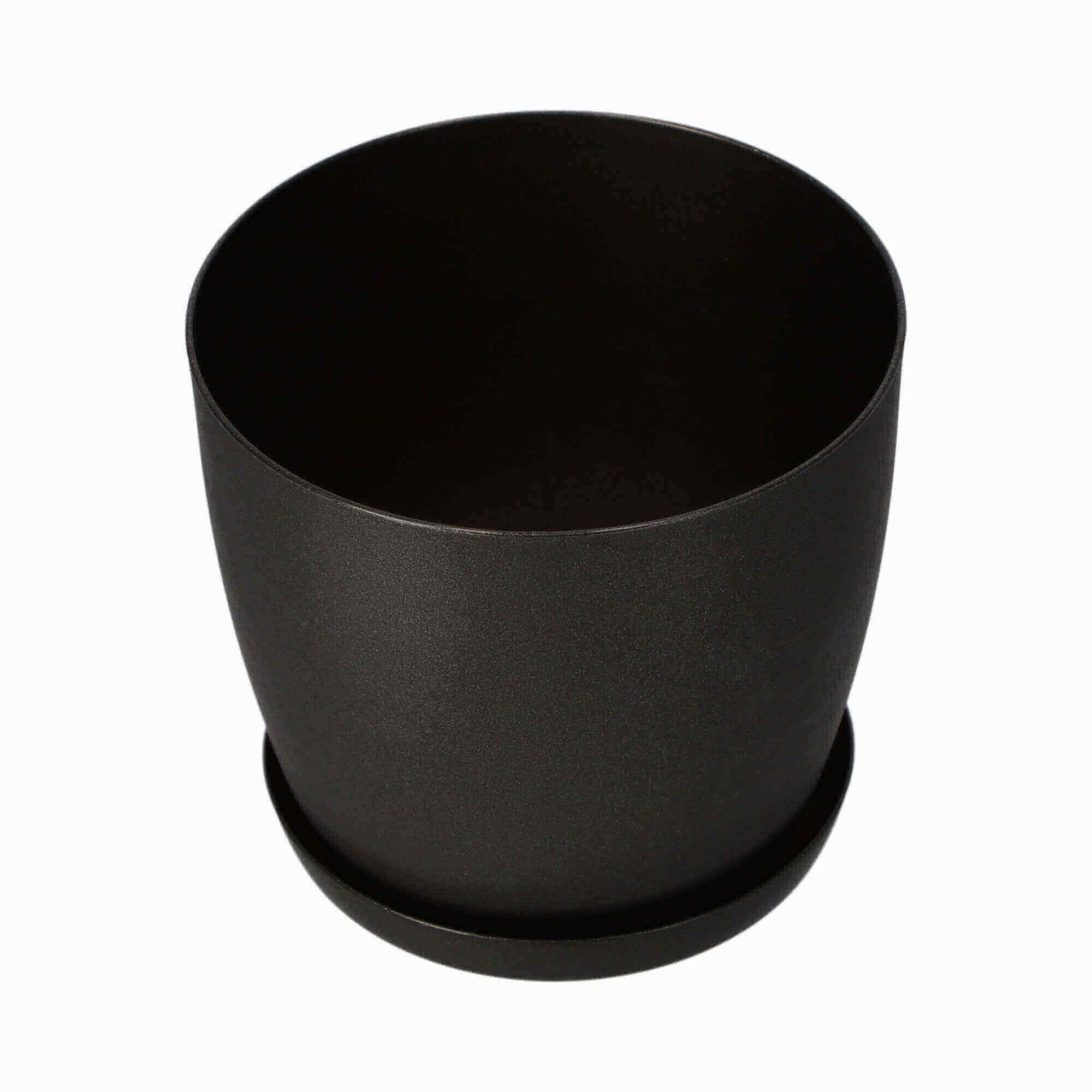 Doniczka Agen z podstawką 25 cm, matowa grafitowa