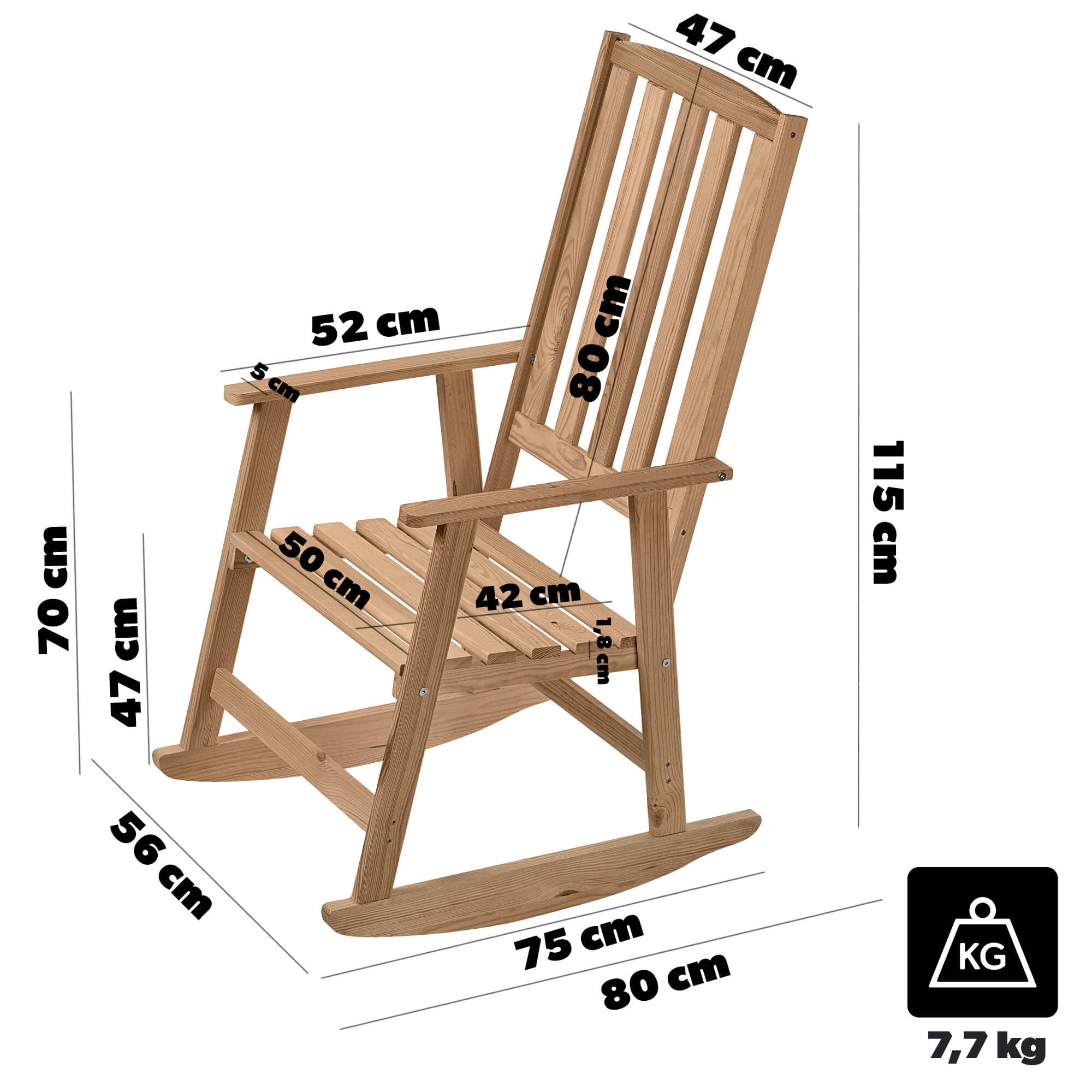 Fotel drewniany bujany Crenay złoty dąb