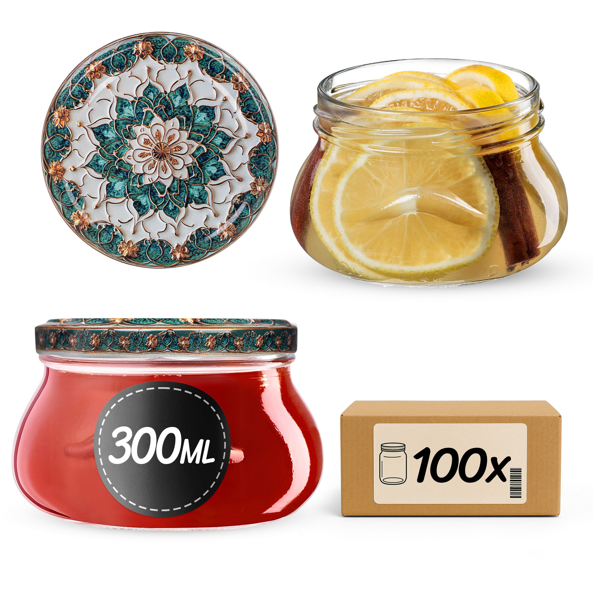 Słoiki na przetwory Raja 300ml fi82mm 100szt + wieczko Ceramics 1