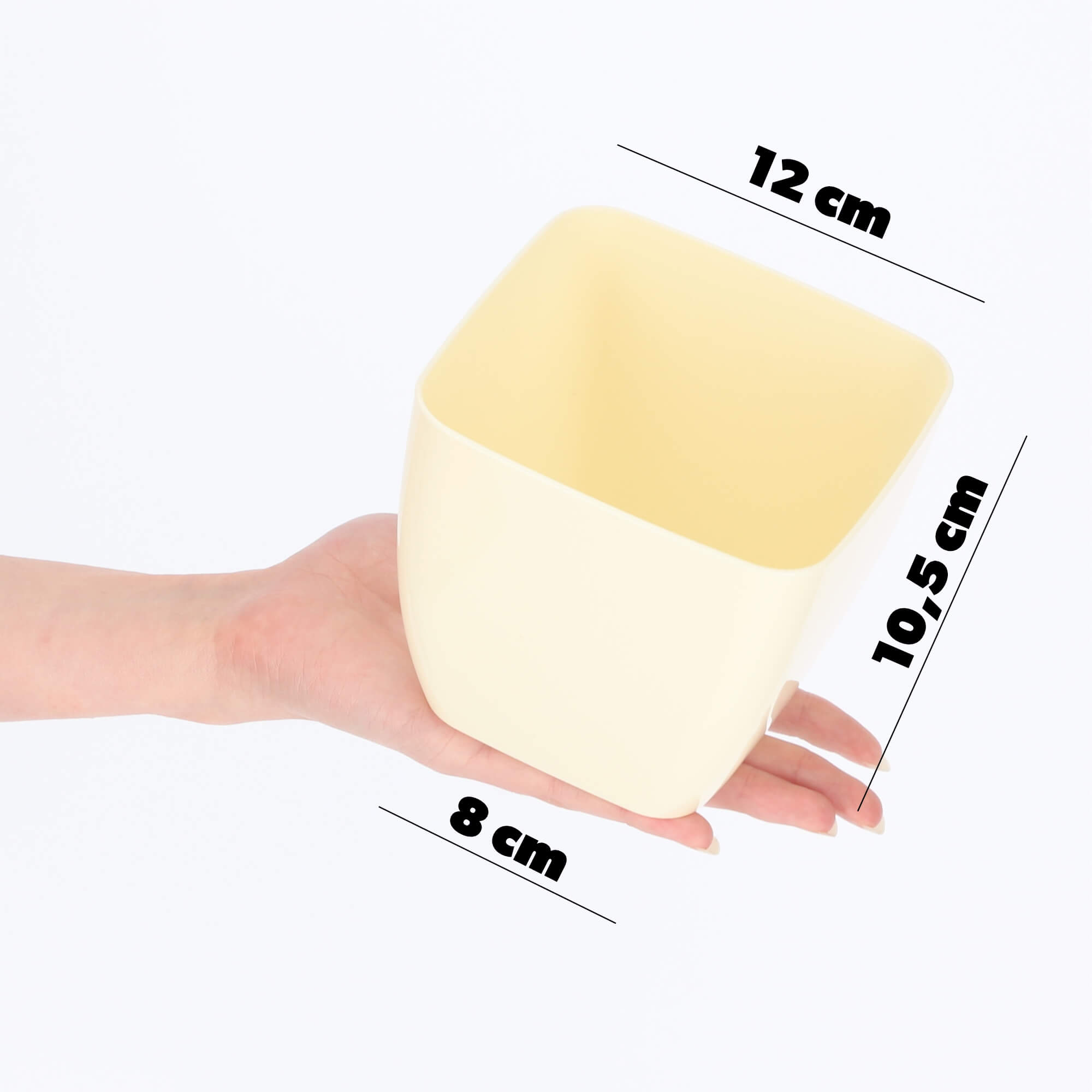 Doniczka kwadratowa Borgo 12 cm, kremowa