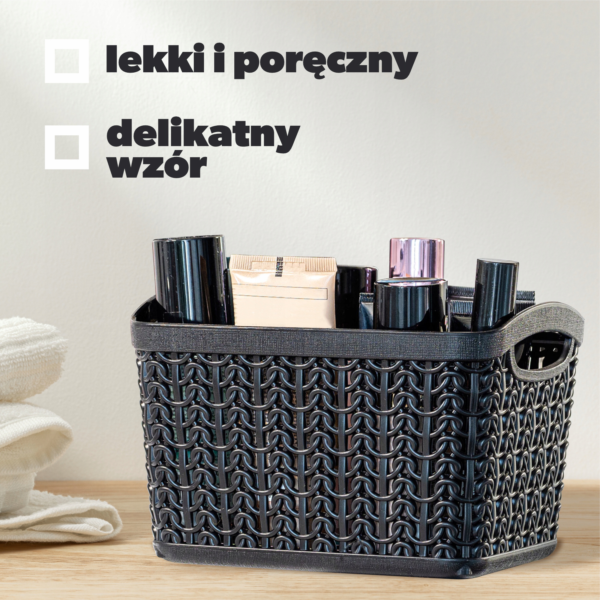 Koszyk plastikowy prostokątny Fonti 1.5L, czarny
