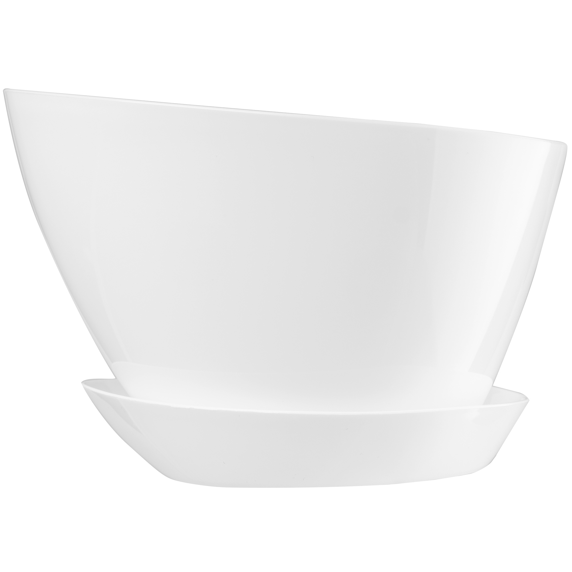 Doniczka trójkątna z podstawką 23 x 16 cm, biała