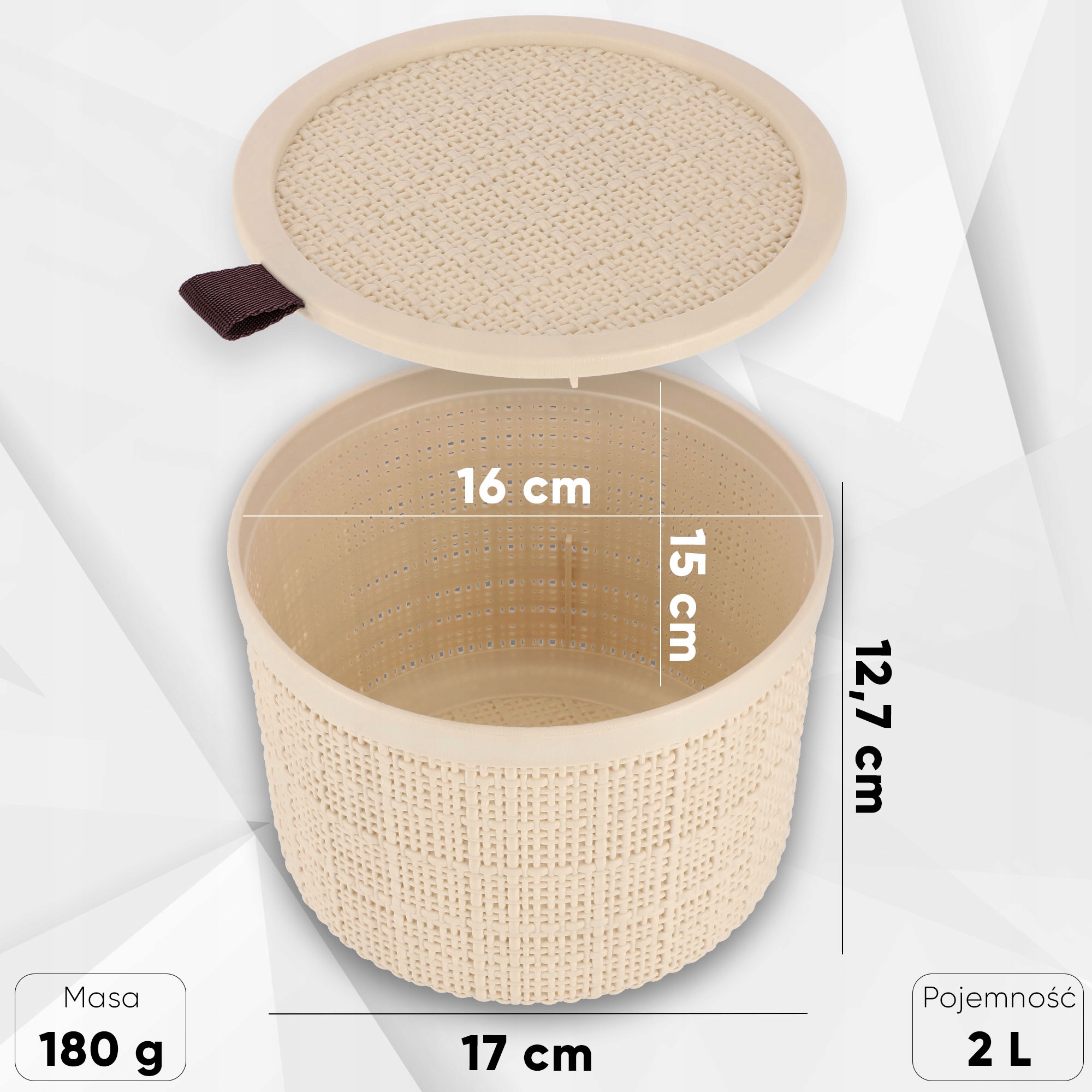 Koszyk na drobiazgi okrągły 2L Curver Jute, kremowy