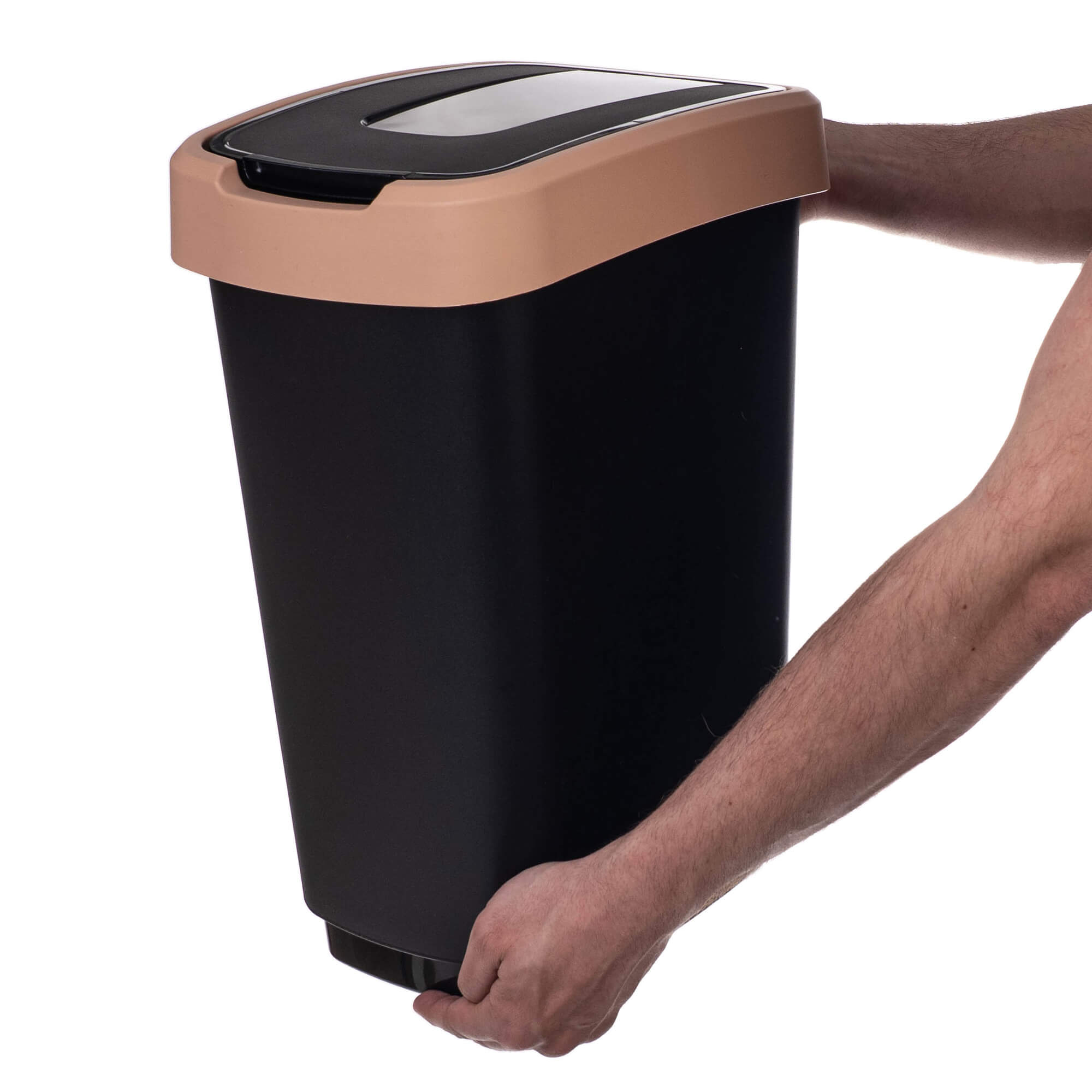 Kosz na śmieci Morin 25L z klapą obrotową czarno-brązowy