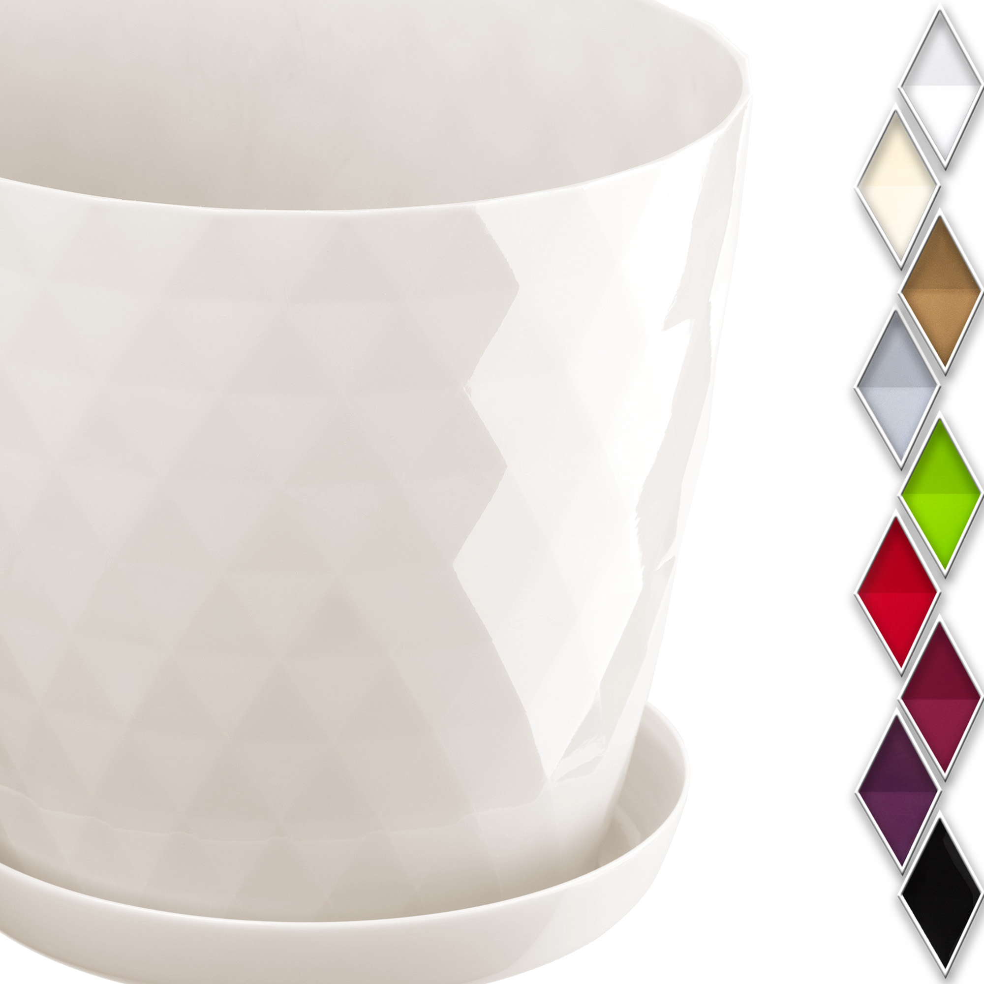 Doniczka na kwiaty z podstawką kremowa Amily 25 cm, 3 szt.