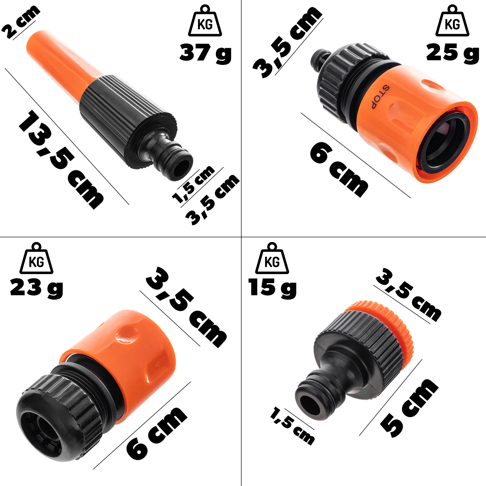 Zestaw złączek ½ cala z dyszą prostą Erm