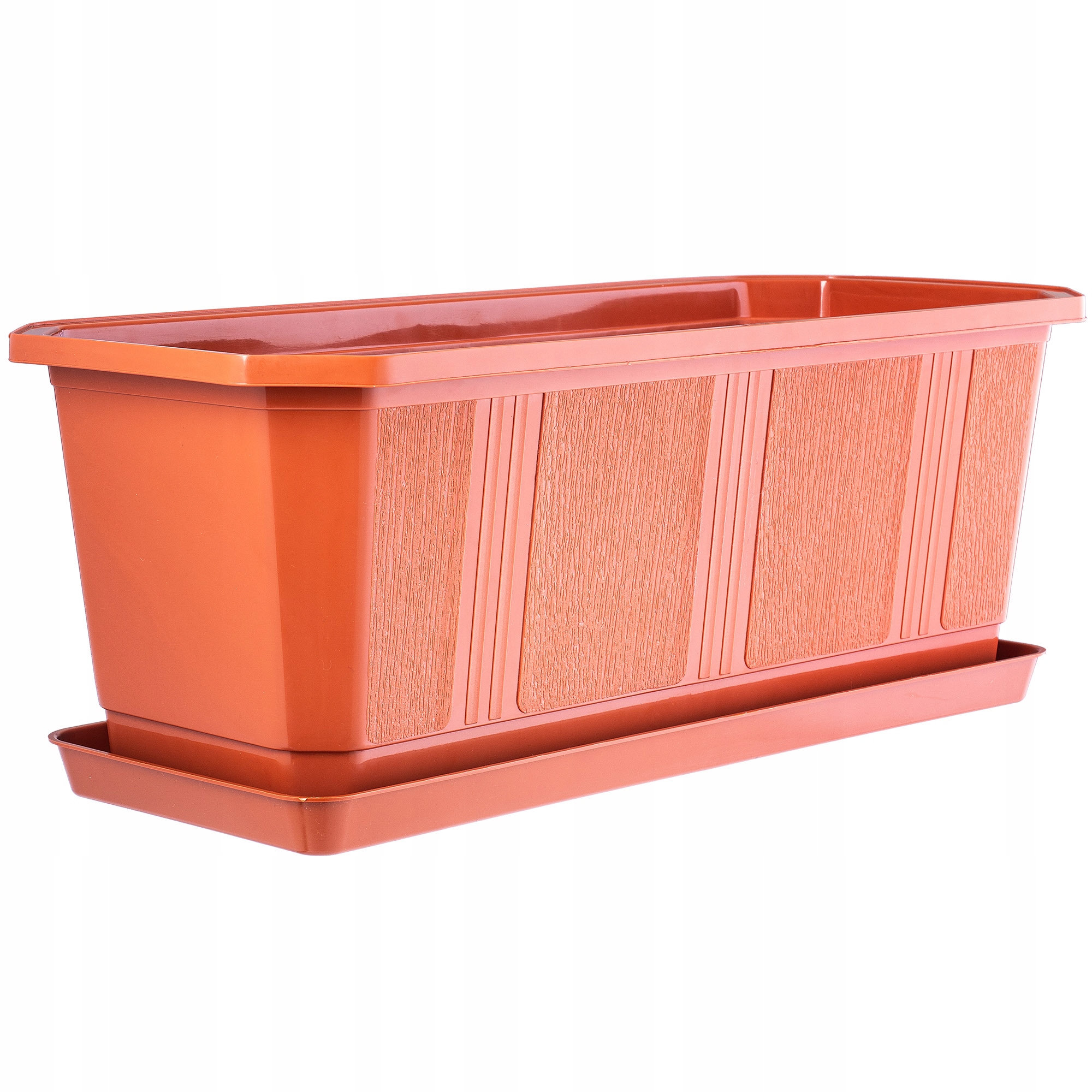 Skrzynka balkonowa z uchwytami i podstawką Trani 40 cm, terrakota