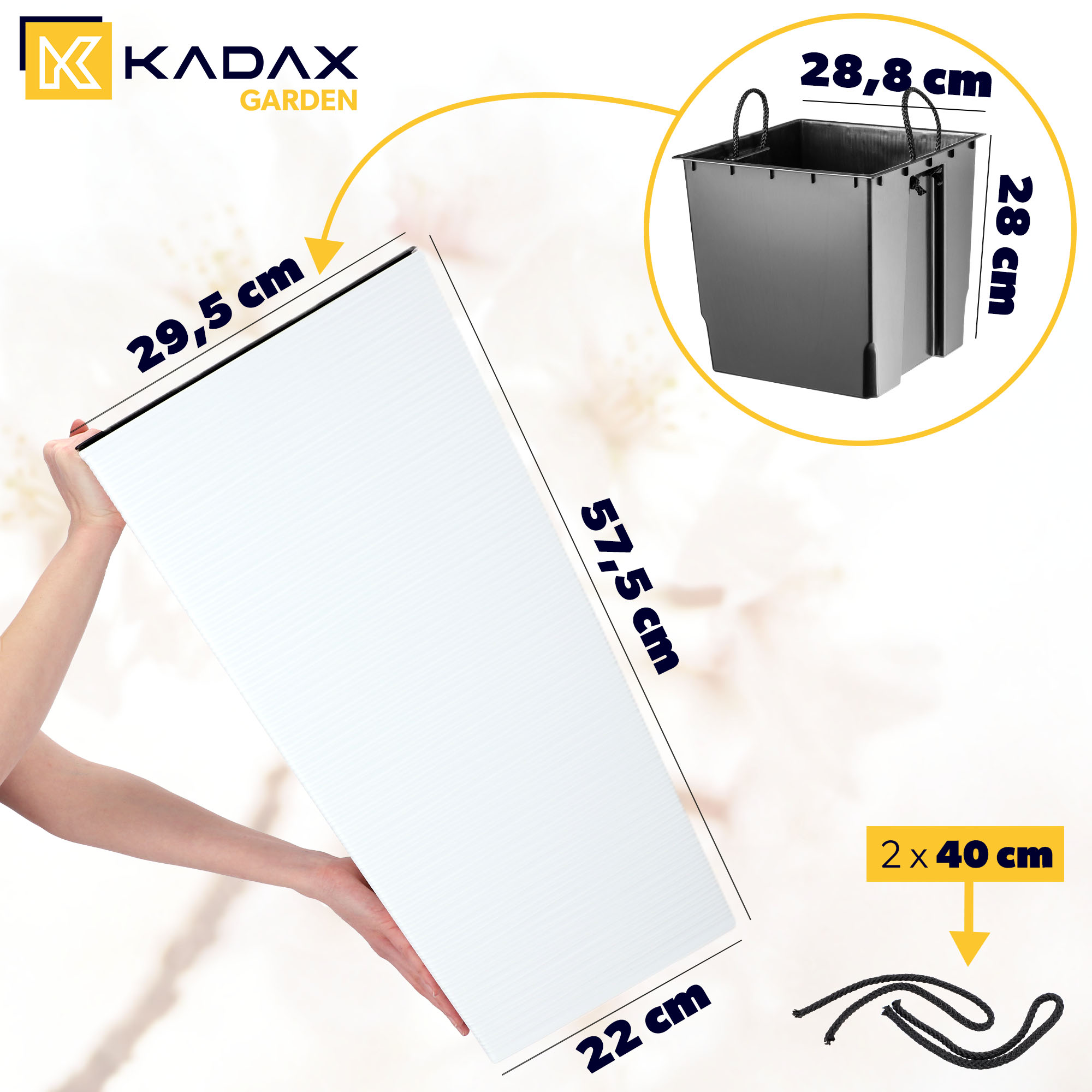 Donica na kwiaty z wkładem Tuluza dłuto 30 cm, biała