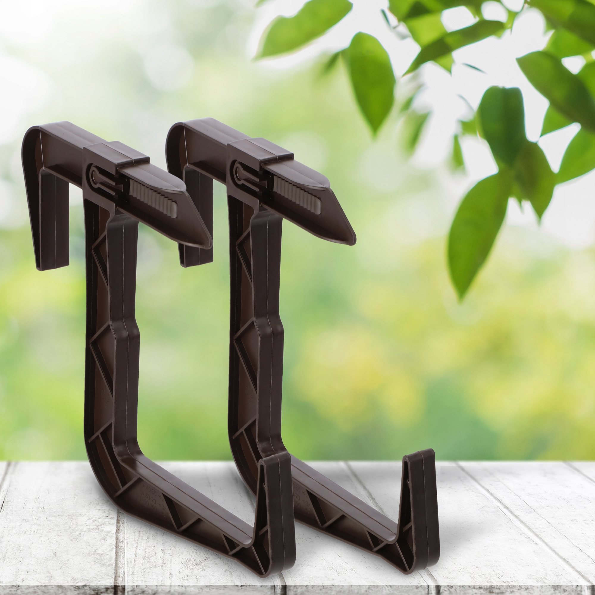 Uchwyt na skrzynkę balkonową brązowa, 2 szt.