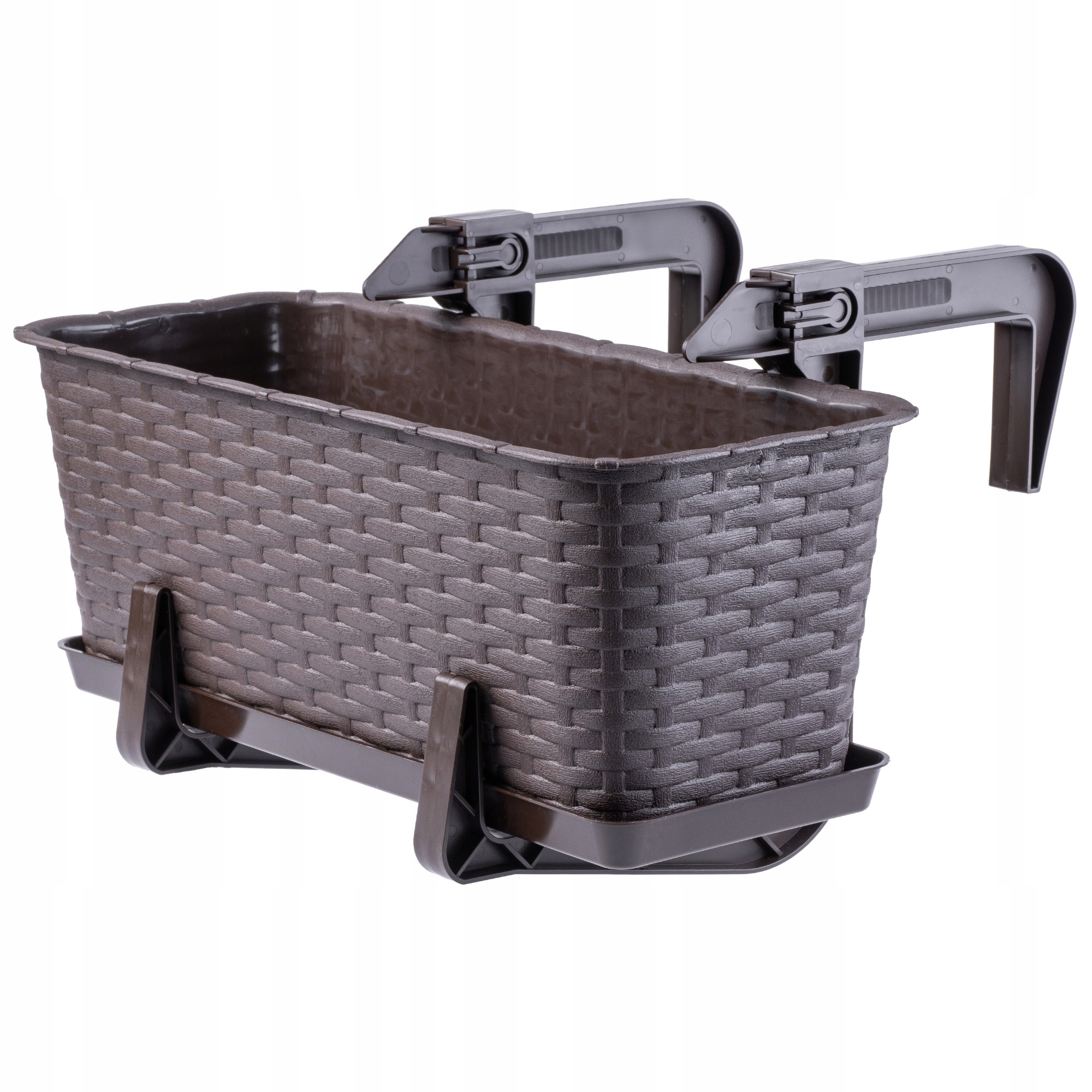 Uchwyt na skrzynkę balkonową brązowa, 2 szt.