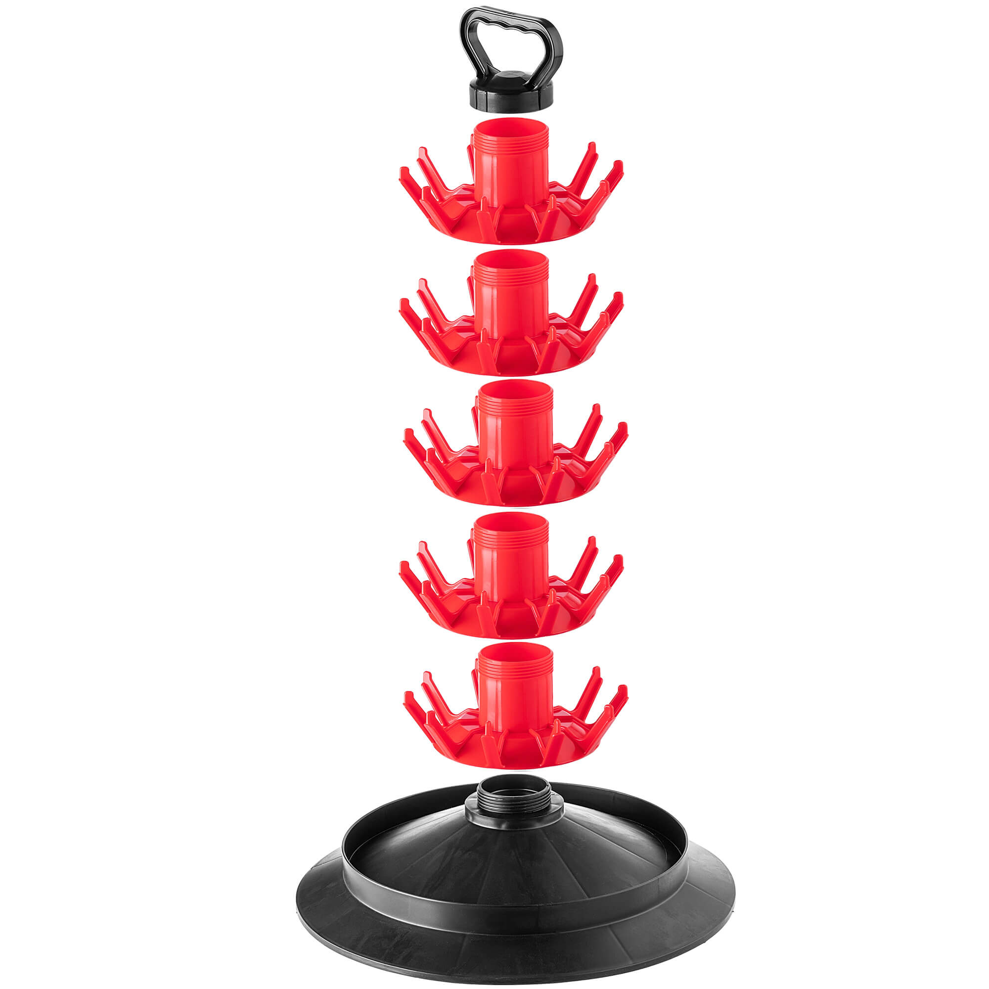 Suszarka ociekacz do butelek Nusco na 50 sztuk z uchwytem czerwony