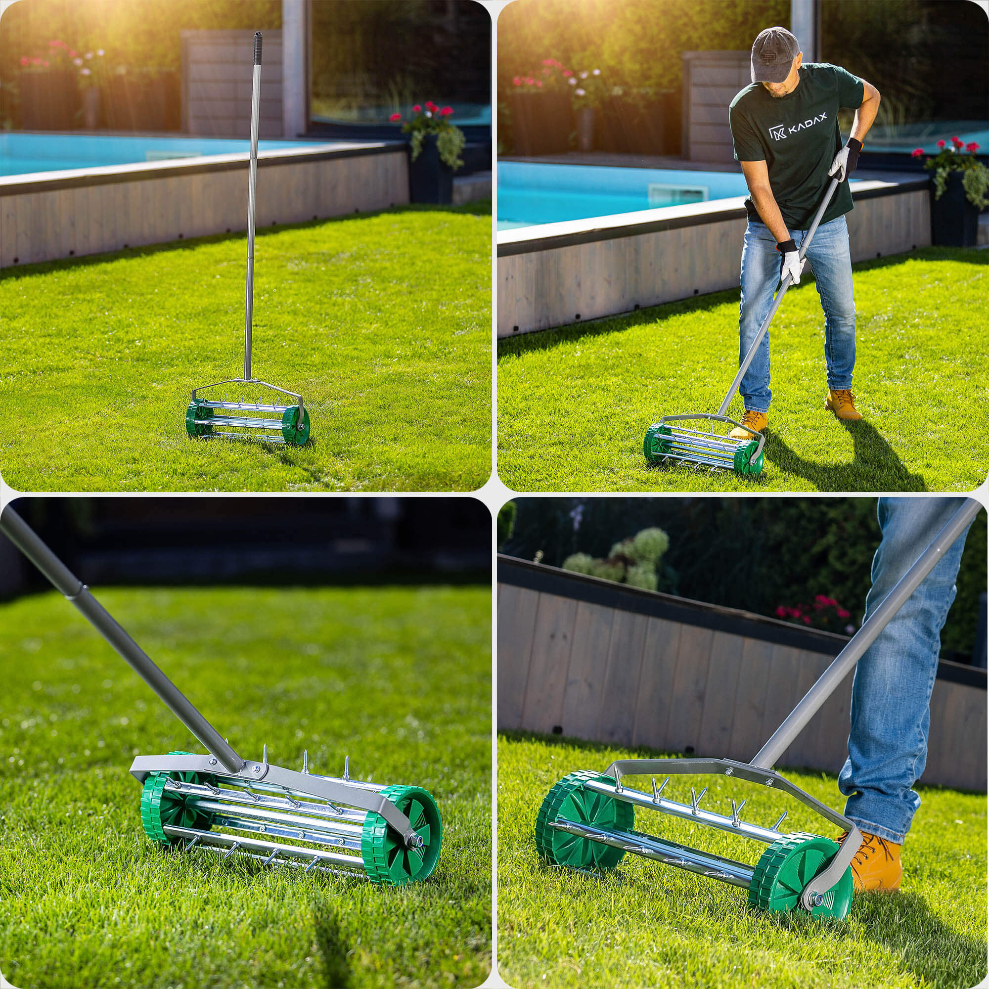 Ręczny aerator do trawy Udel, zielony